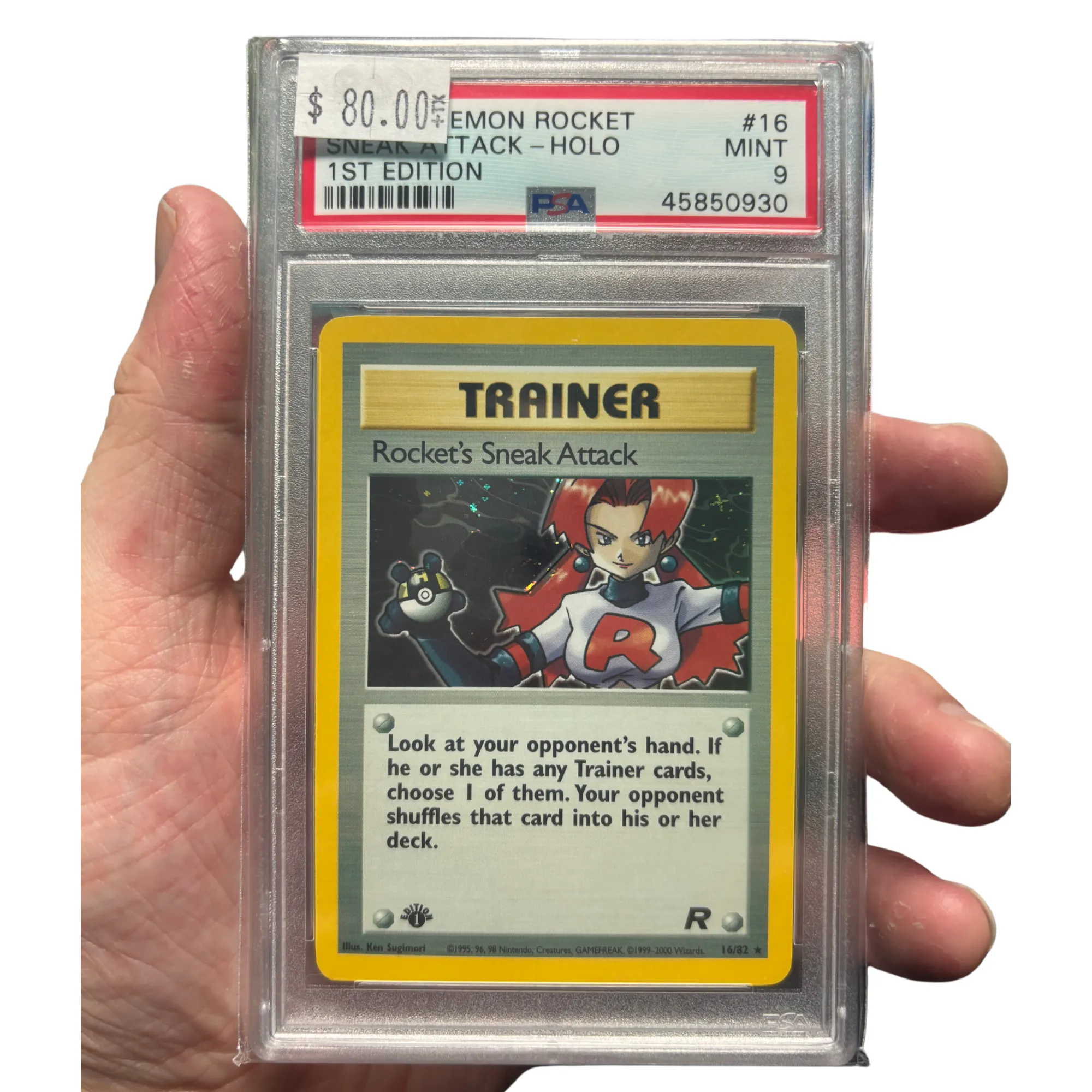 Product image for PSA 9 1st Edition Rocket's Sneak Attack Holo