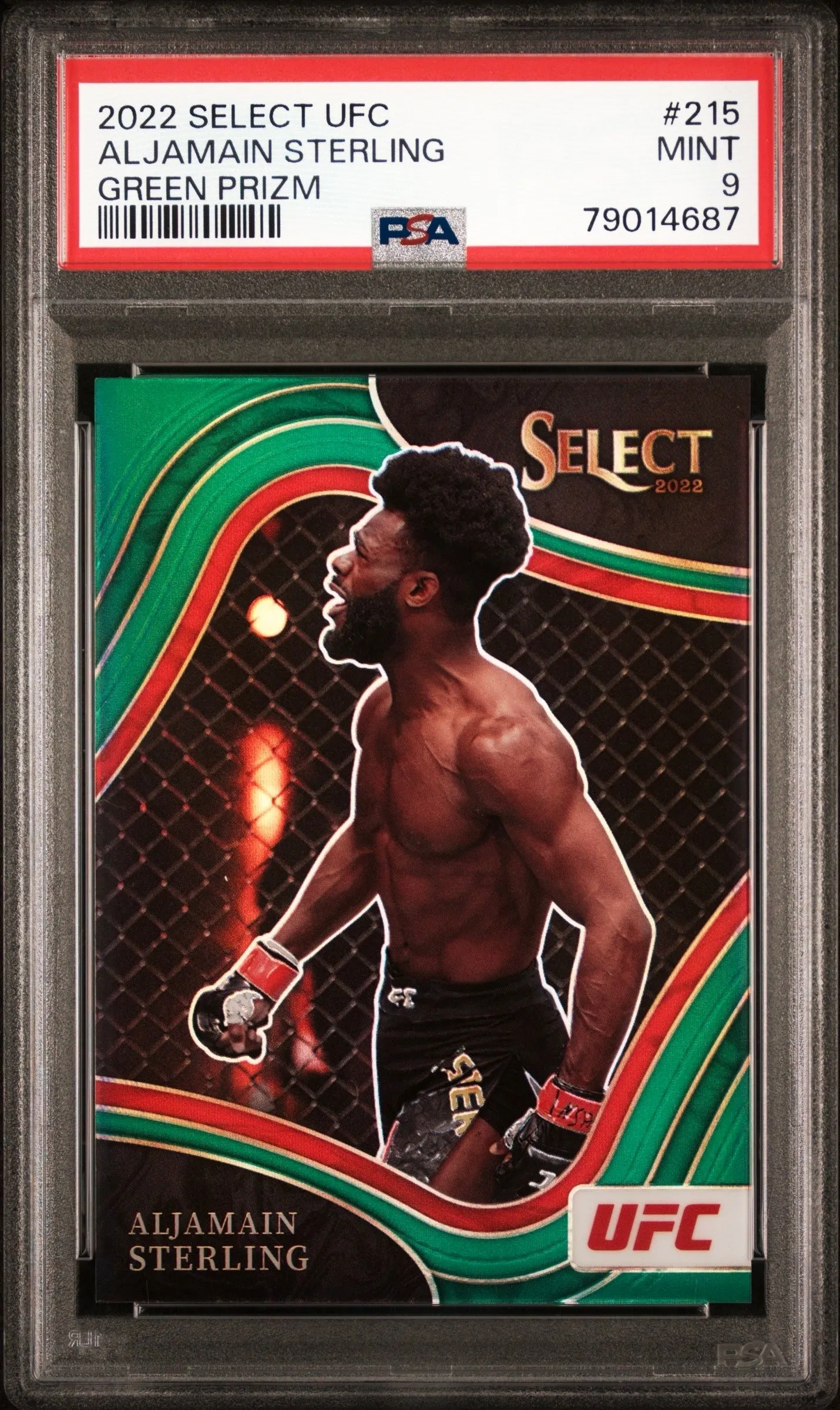 Product image for 2022 PANINI UFC SELECT ALJAMAIN STERLING GREEN OCTAGONSIDE