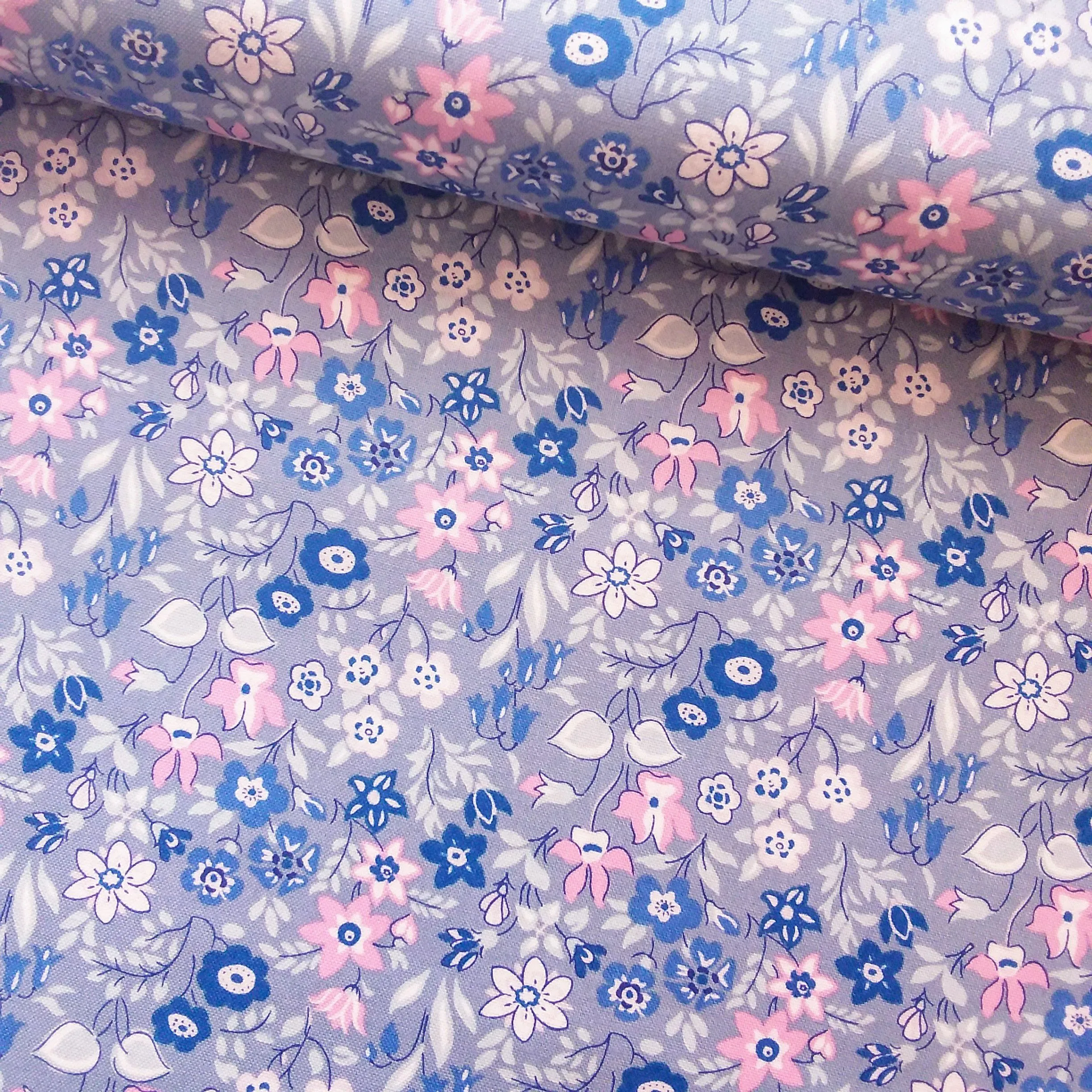 Product image for Liberty Deco Silver Bells Blue Cotton Fabric Per Metre