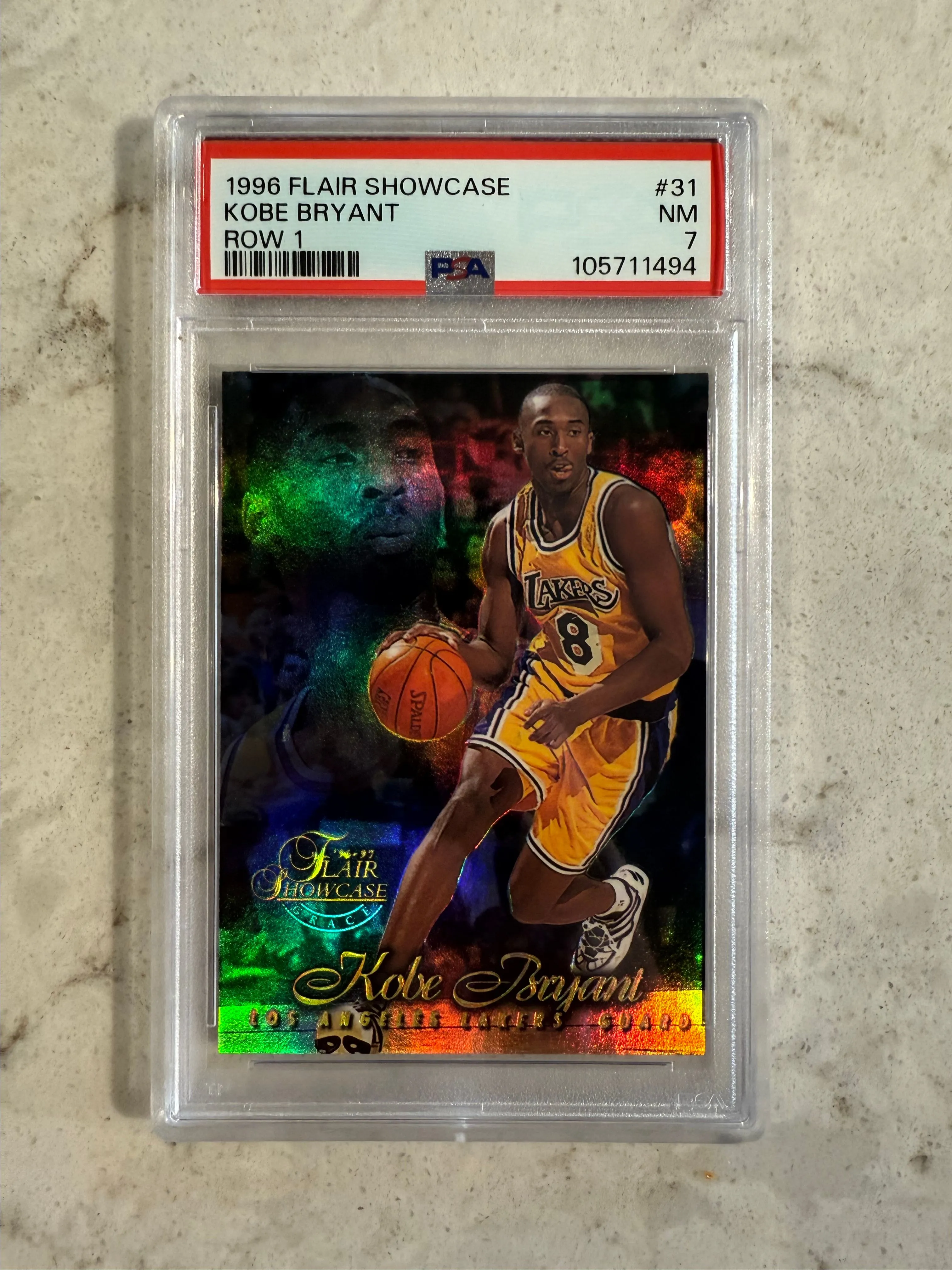 Product image for 1996 Flair Showcase Kobe Bryant Row 1 #31 PSA 7