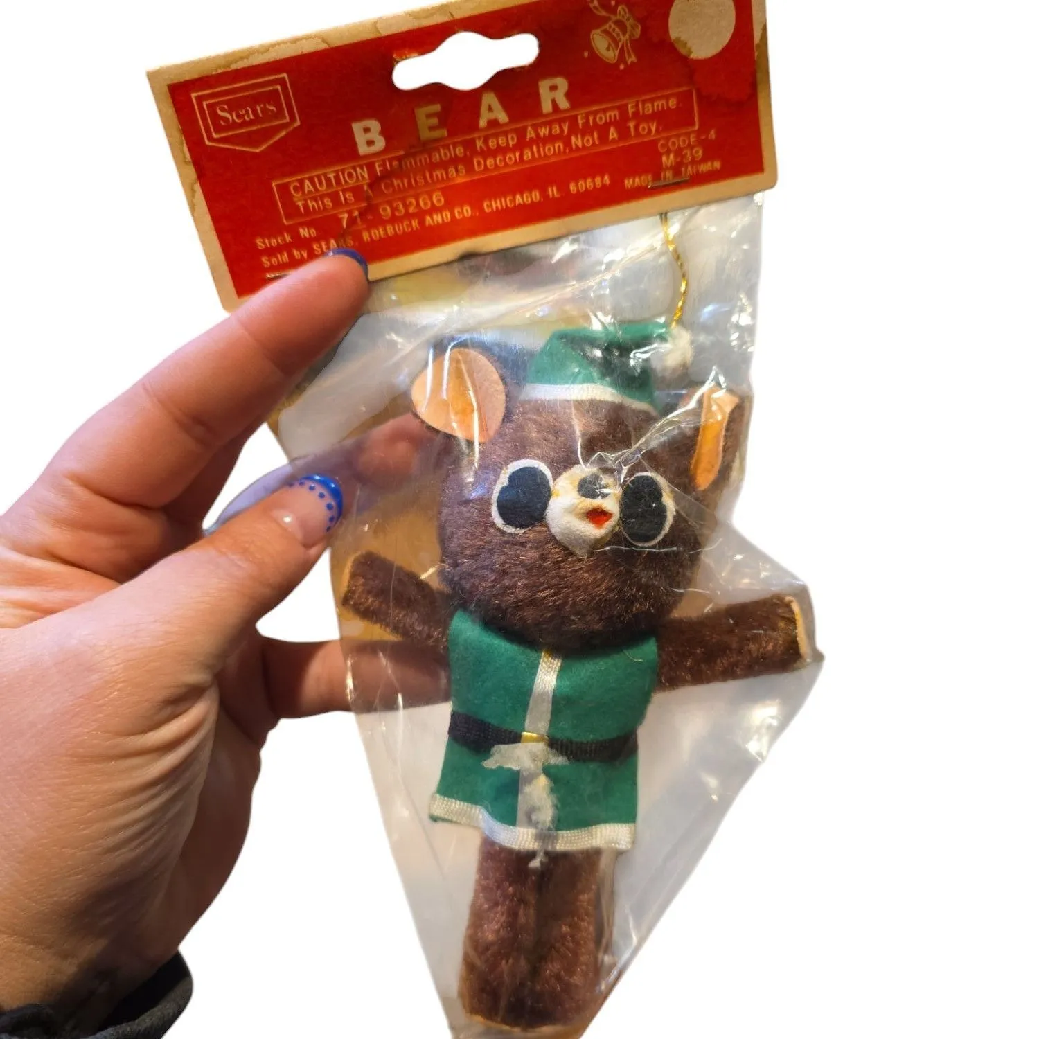 Product image for 028 - new old stock vintage bear ornament