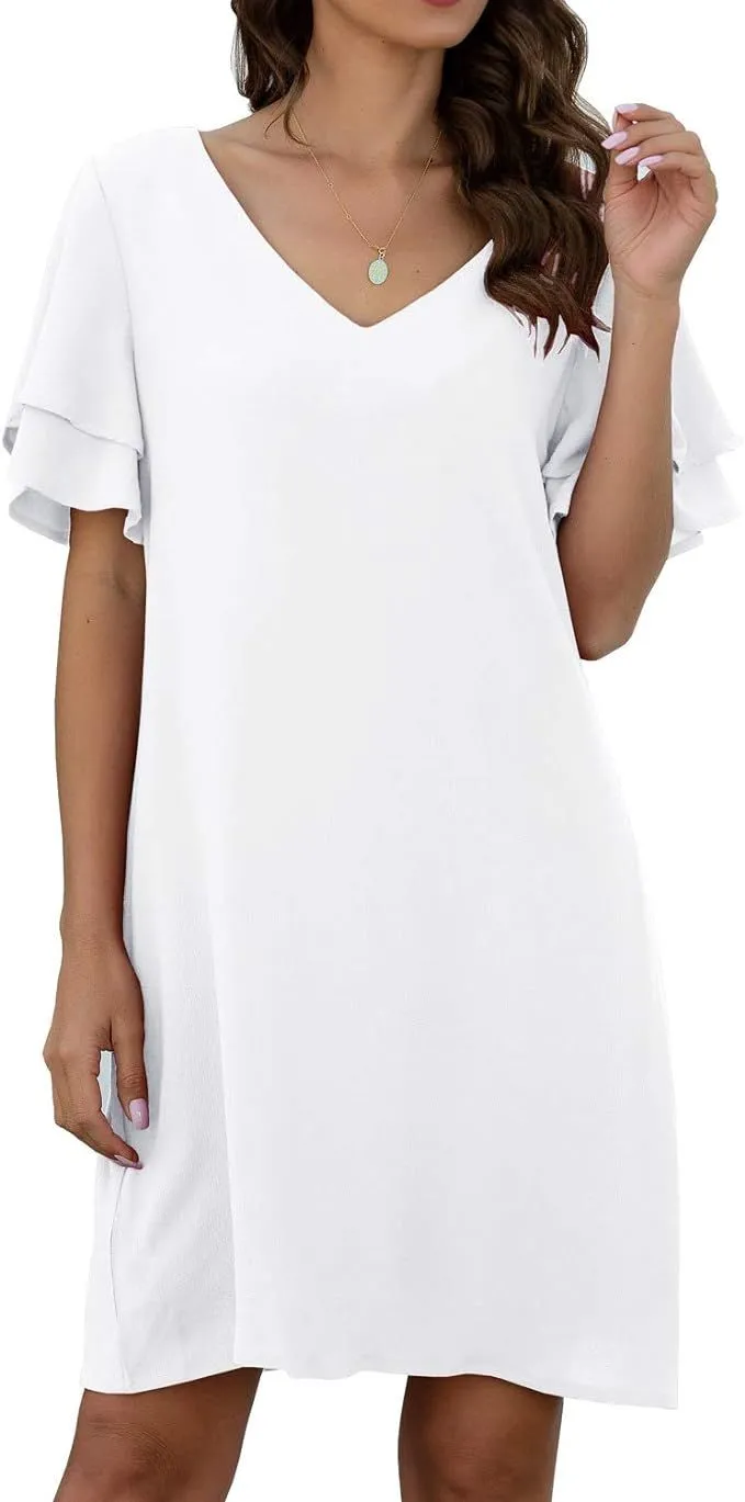 Product image for 31. NWT Loose White Mini Double Layer Shift Dress - L