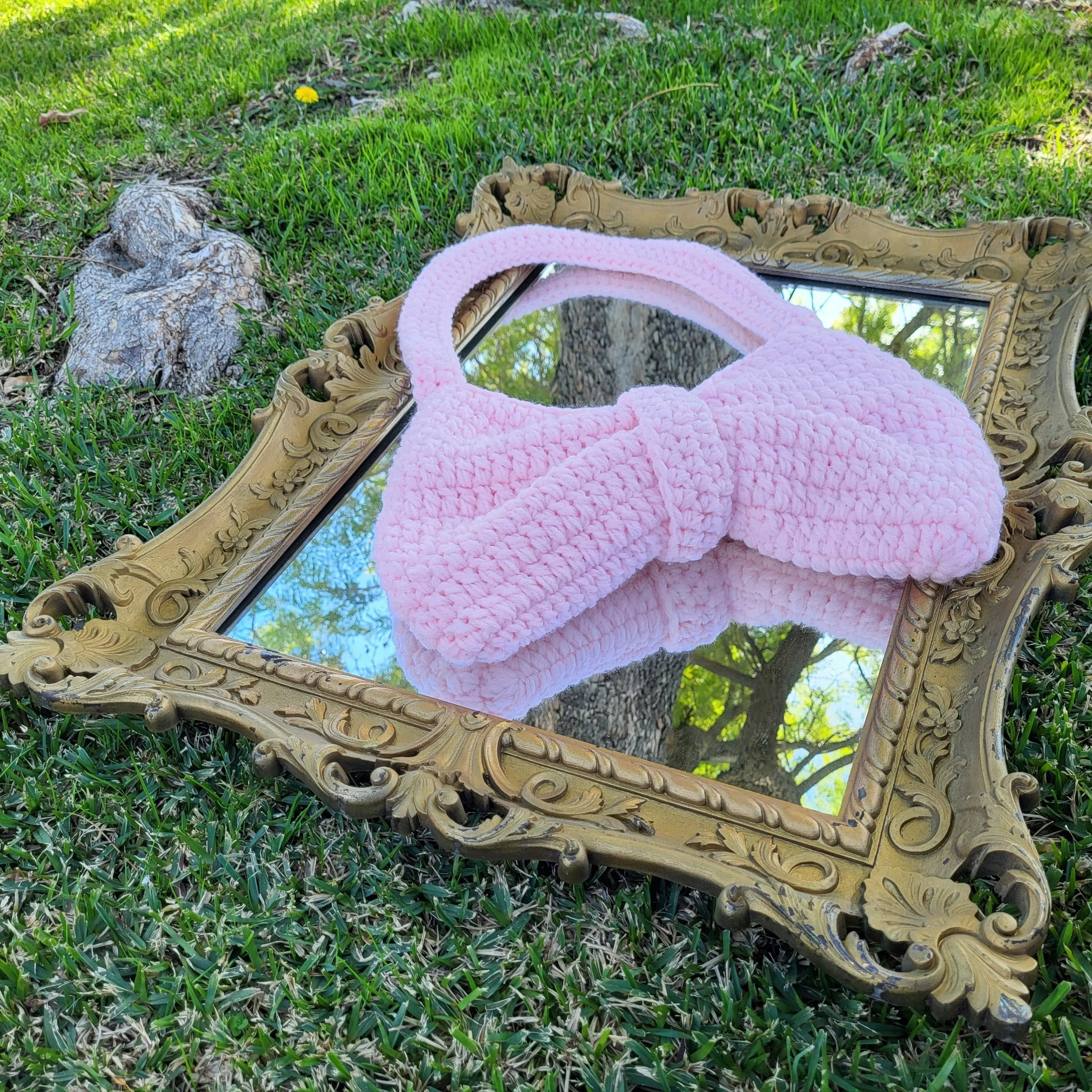Product image for Crochet Light Pink Bow 🎀 bag