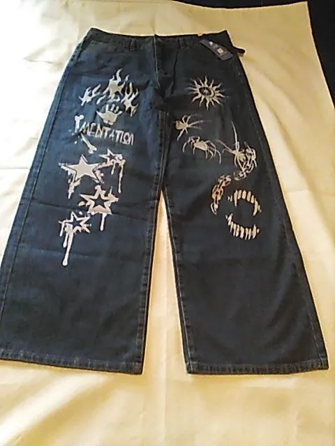 Product image for Jeans Men's 34 X 31 Painted Baggy Wide Leg Streetwear Grunge NWT 
