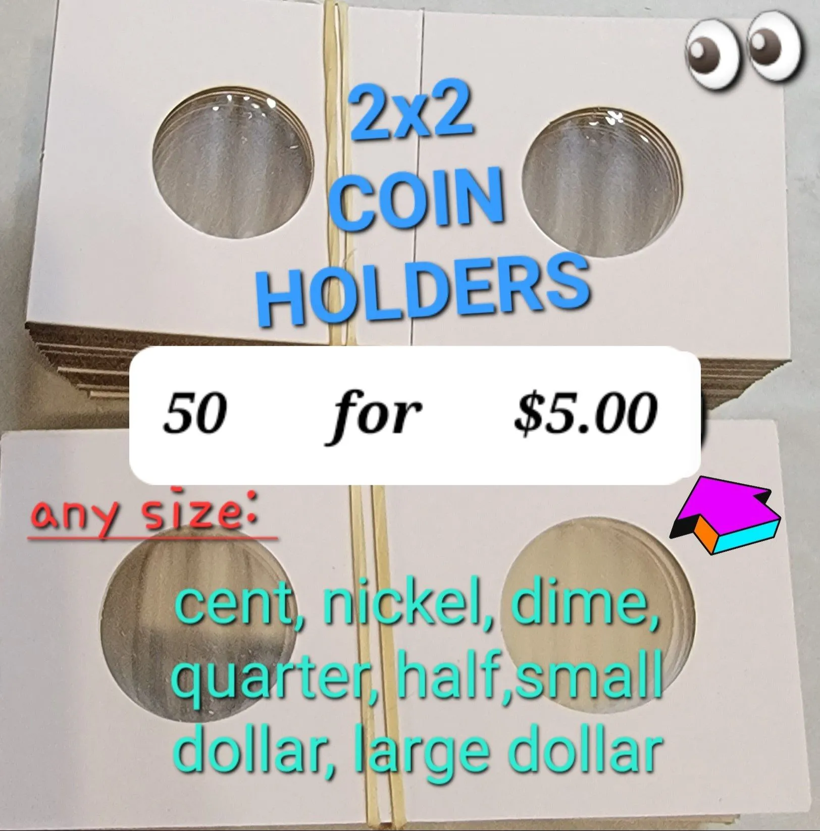 Product image for ●QUARTER● 2x2 coin holders - 50 for $5