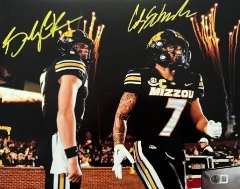Product image for Autographed 11x14 Brady Cook & Cody Schrader Dual-Signed 2023 Faurot Field | Beckett Cert