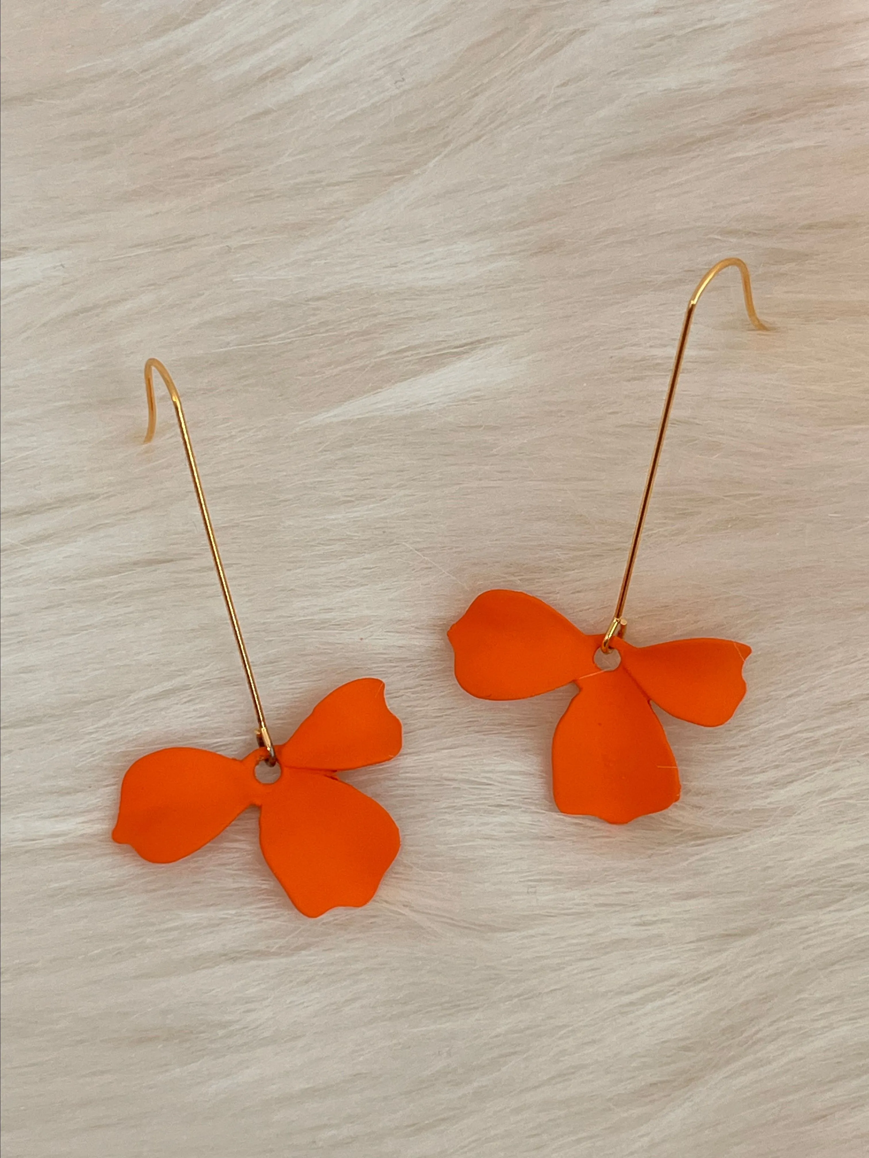 Product image for Orange flower petal drop earrings 