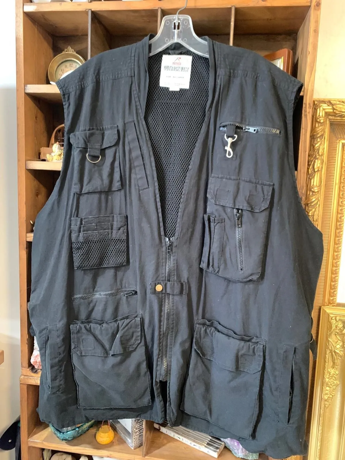 Product image for 3XL Rothco Mens Shirt Top Black outback, fishing cotton cargo Vest   Used