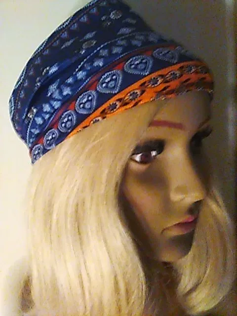 Product image for Headband Navy Orange Red Boho Wide Some Stretch NWT 