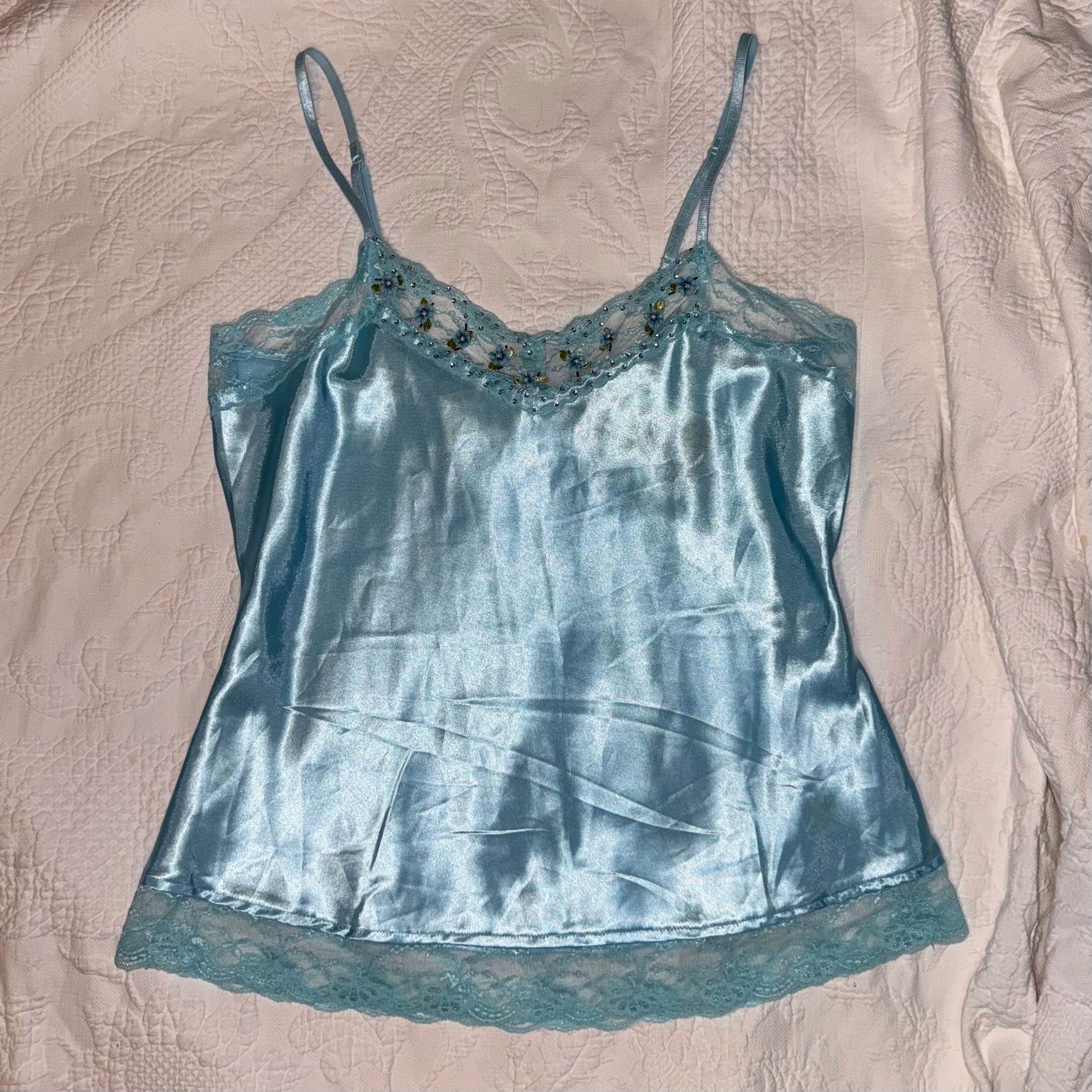 Product image for 03. Deadstock Blue Floral Beaded Cami