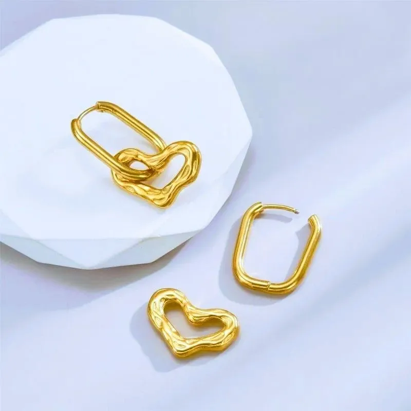Product image for luxurious stainless steel 18k heart shape earring
