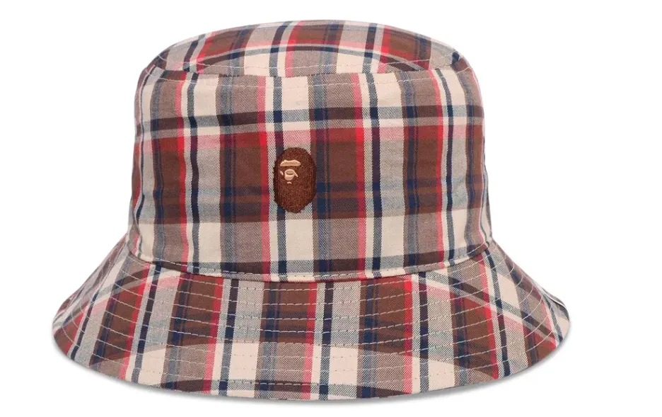 Product image for Headgear - L - Bape Ape Head Check Camo Bucket Hat Red