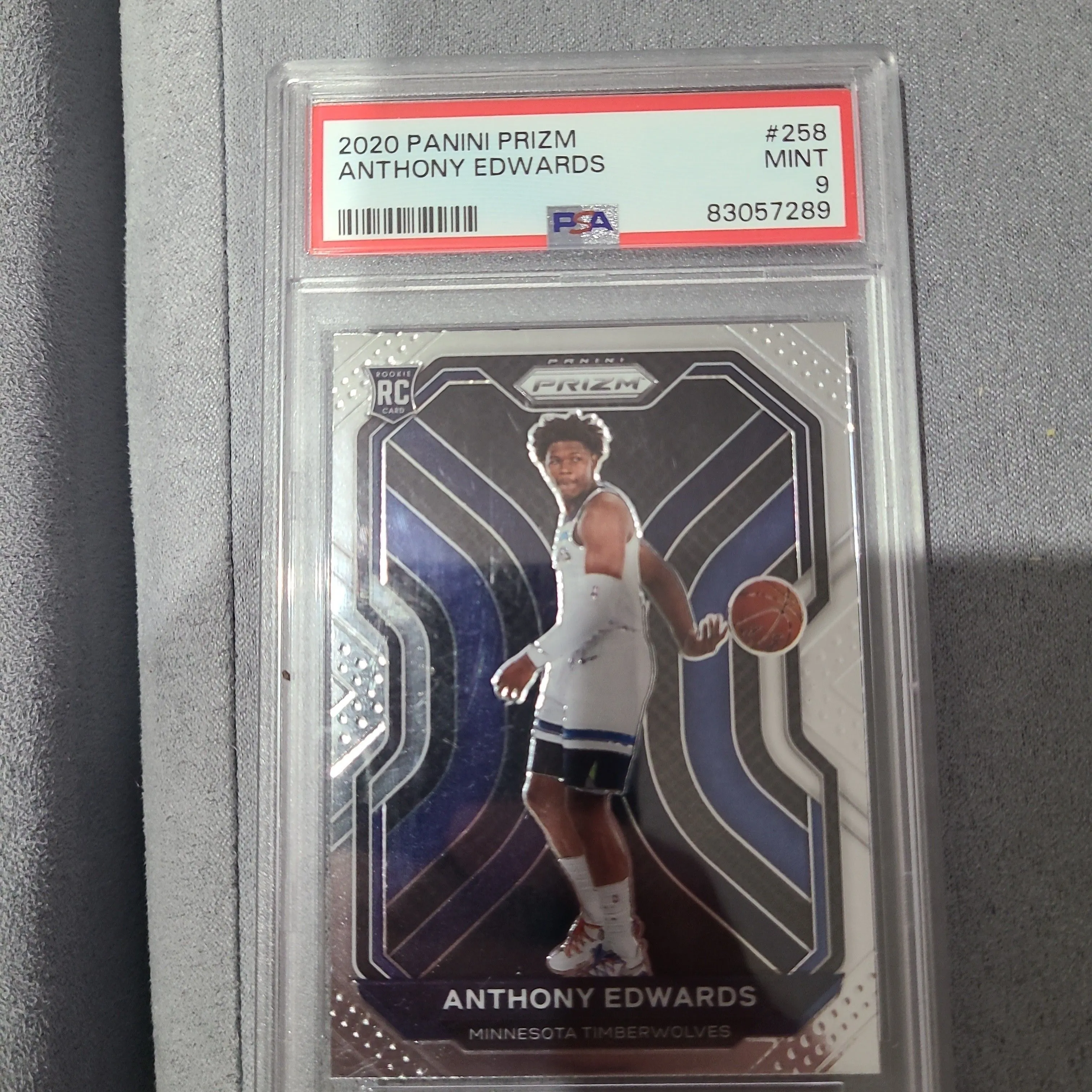 Product image for 2020 Panini Prizm Anthony Edwards 258  PSA MINT 9