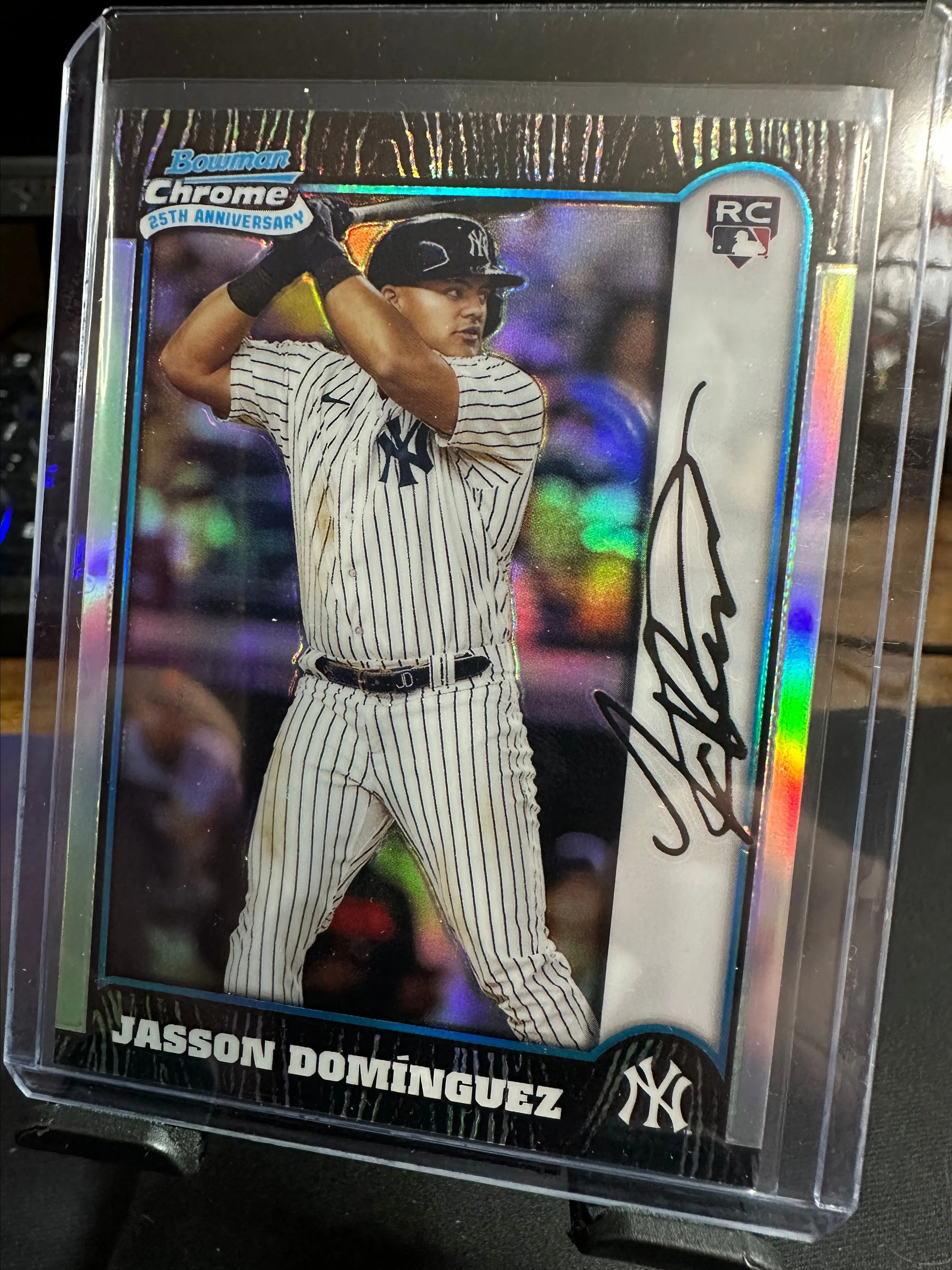 Product image for JASSON DOMINGUEZ 2024 BOWMAN CHROME 25th ANNIVERSARY REFRACTOR RC NEW YORK YANKEES