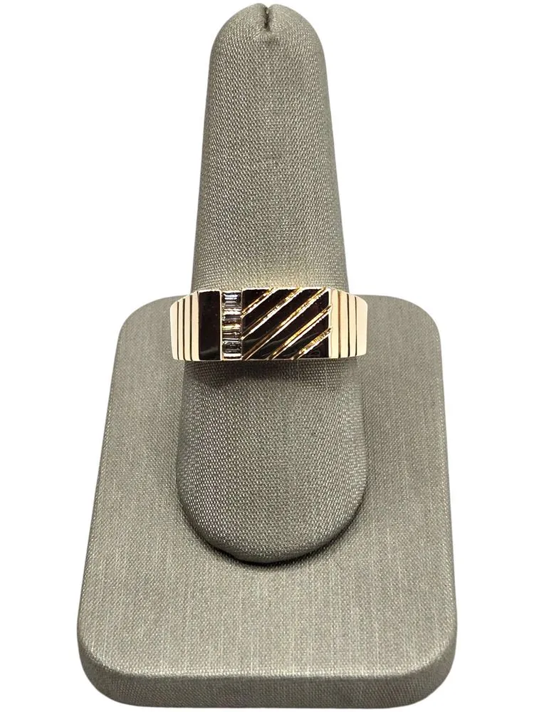 Product image for 14K Yellow Gold Rectangle Top Diamond Baguettes