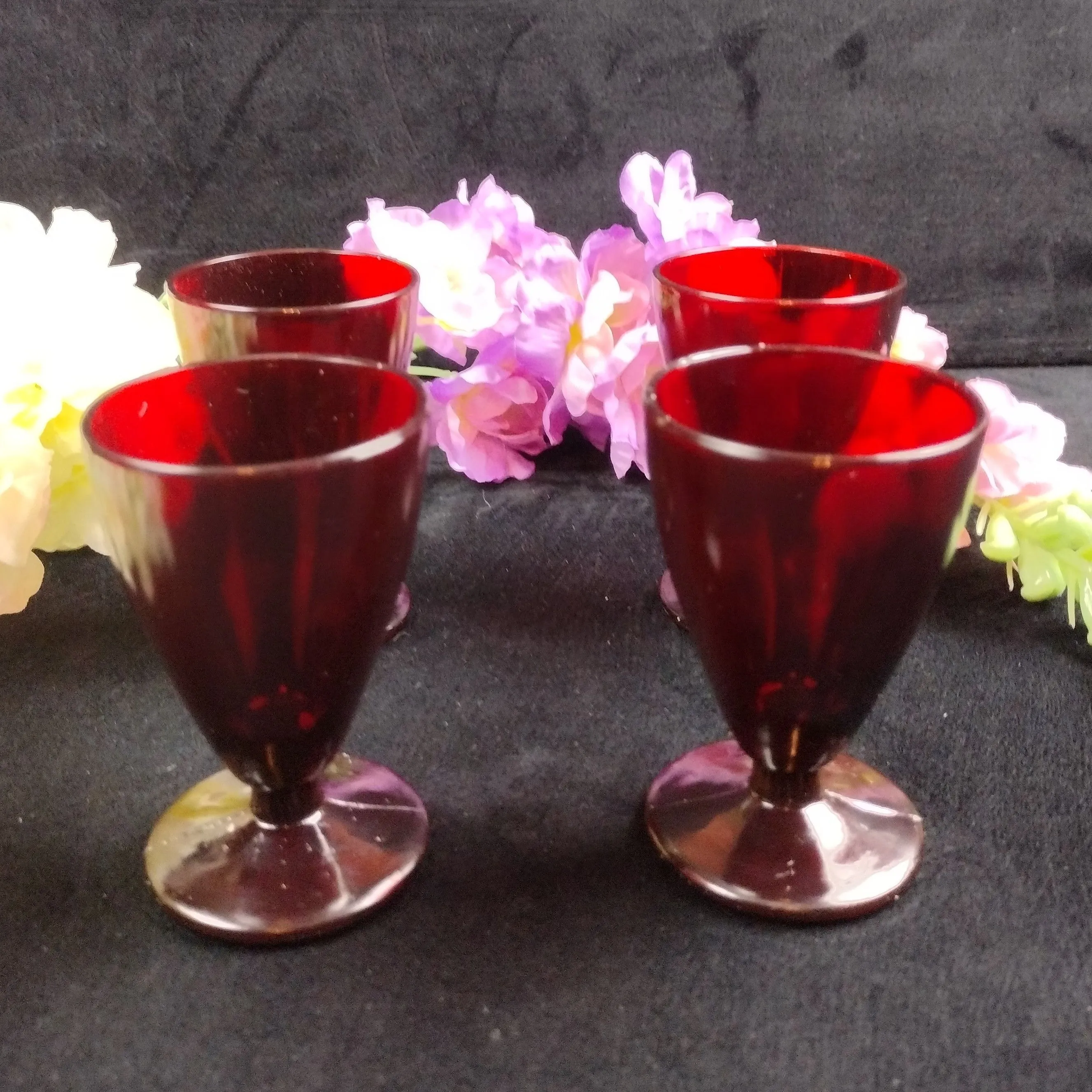 Product image for Anchor Hocking Glass Co. ROYAL RUBY Red Footed Wine Tumblern
