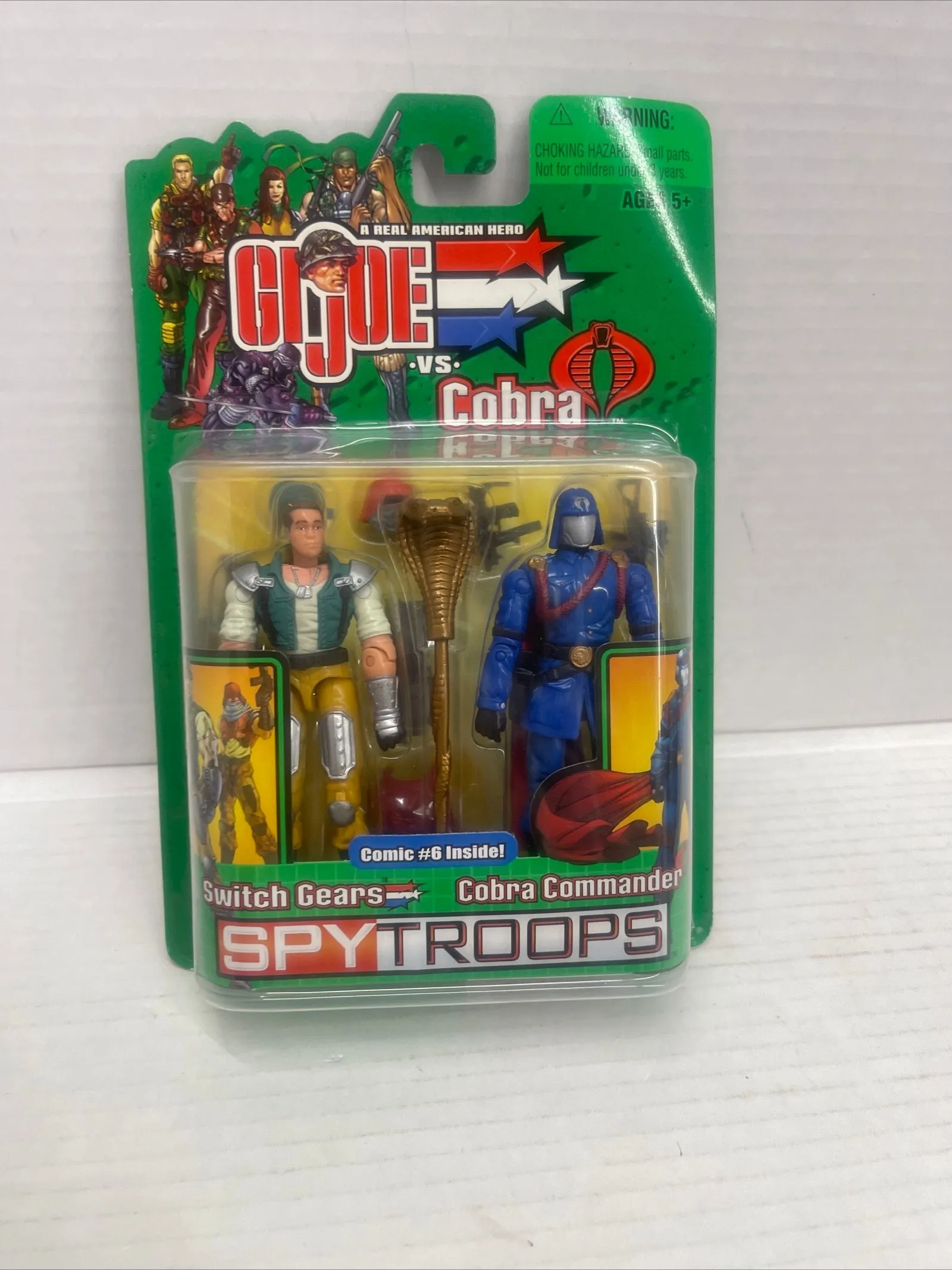 Product image for 2003 GI JOE VS COBRA SWITCH GEARS v1 & COBRA COMMANDER v15 CARDED FIGURES MOSC
