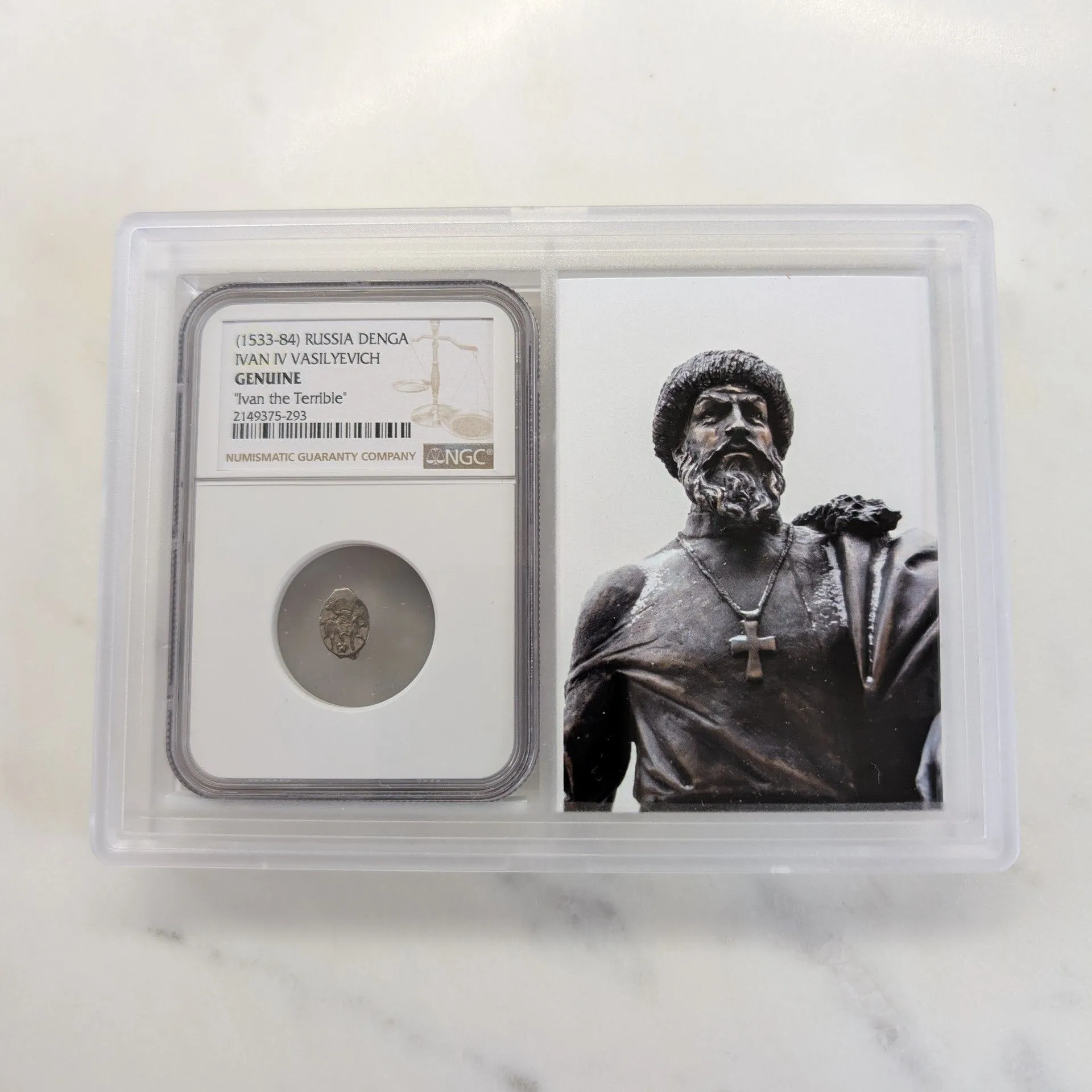 Product image for 1533-1584 Russia Denga Silver Coin Ivan the Terrible NGC Slab Genuine in Nice Story Vault with History