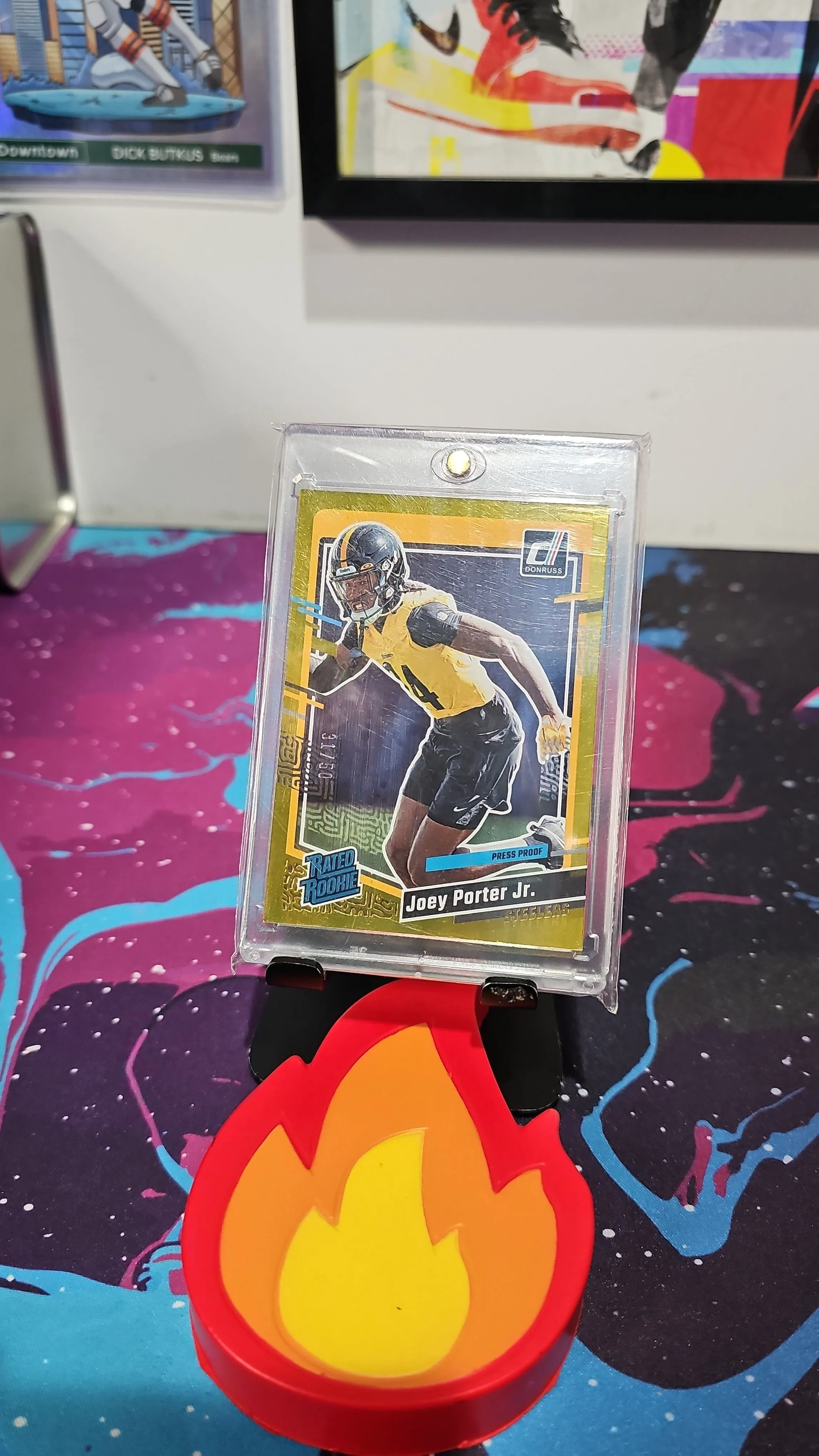 Product image for Joey Porter Jr. /50 - 2023 Gold Panini Donruss Rated Rookie #386 Steelers