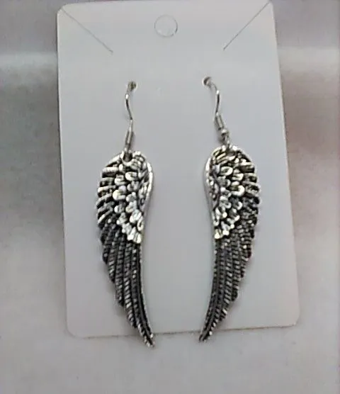 Product image for E302. Earrings Angel Wings Silver-tone Double Sided NWT 