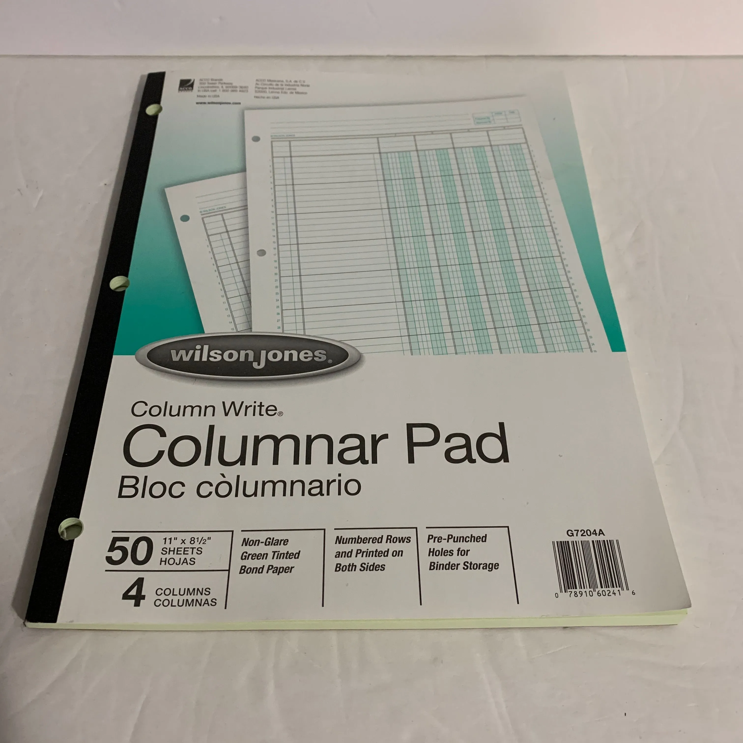 Product image for Wilson Jones Column Write Columnar Pad 3 Punched 50 Sheets 4 Columns 11 x 8.5" 