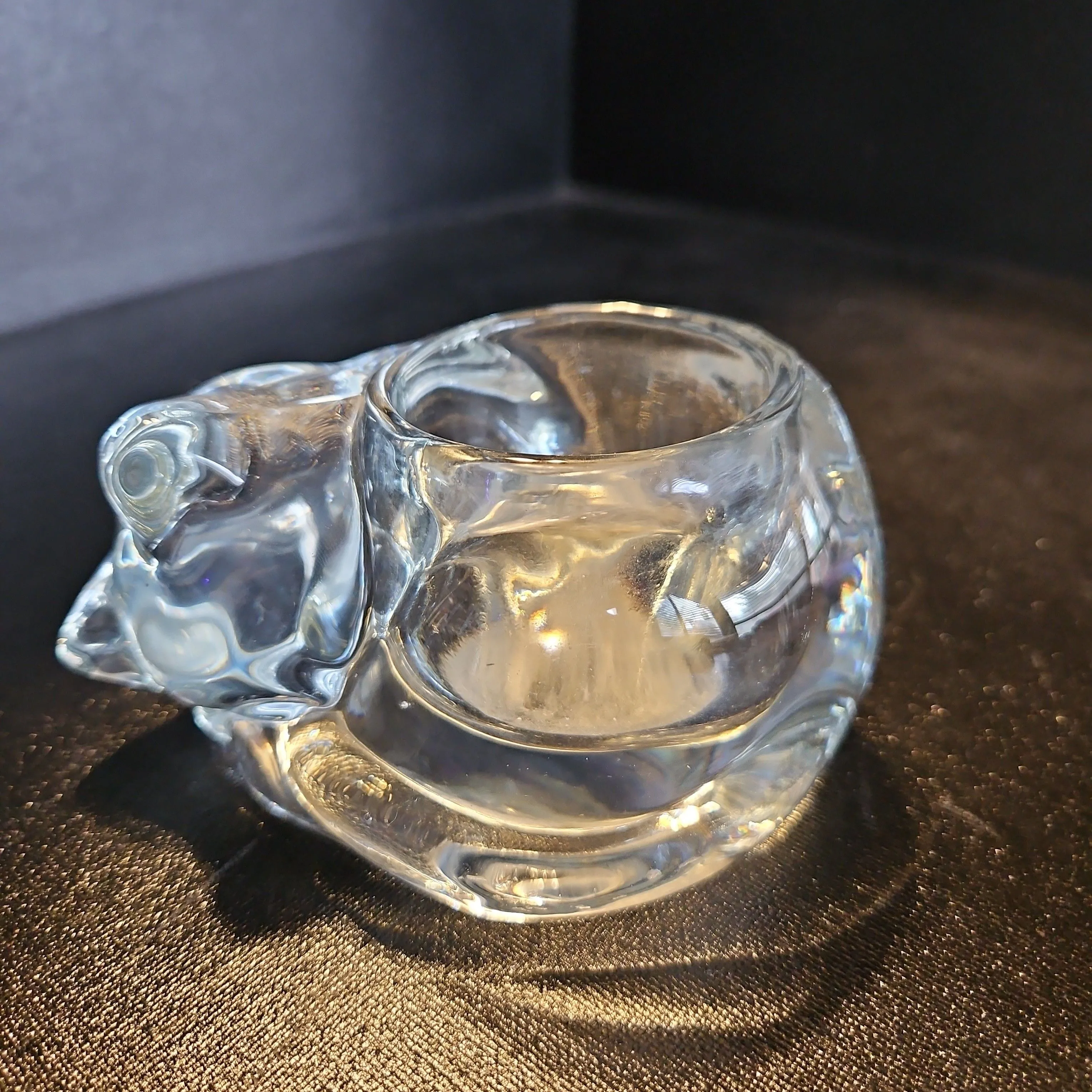 Product image for clear glass sleeping cat candle holder