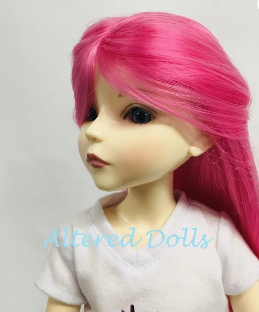 Product image for Long Rosy Pink MSD size Ball Jointed Doll Wig