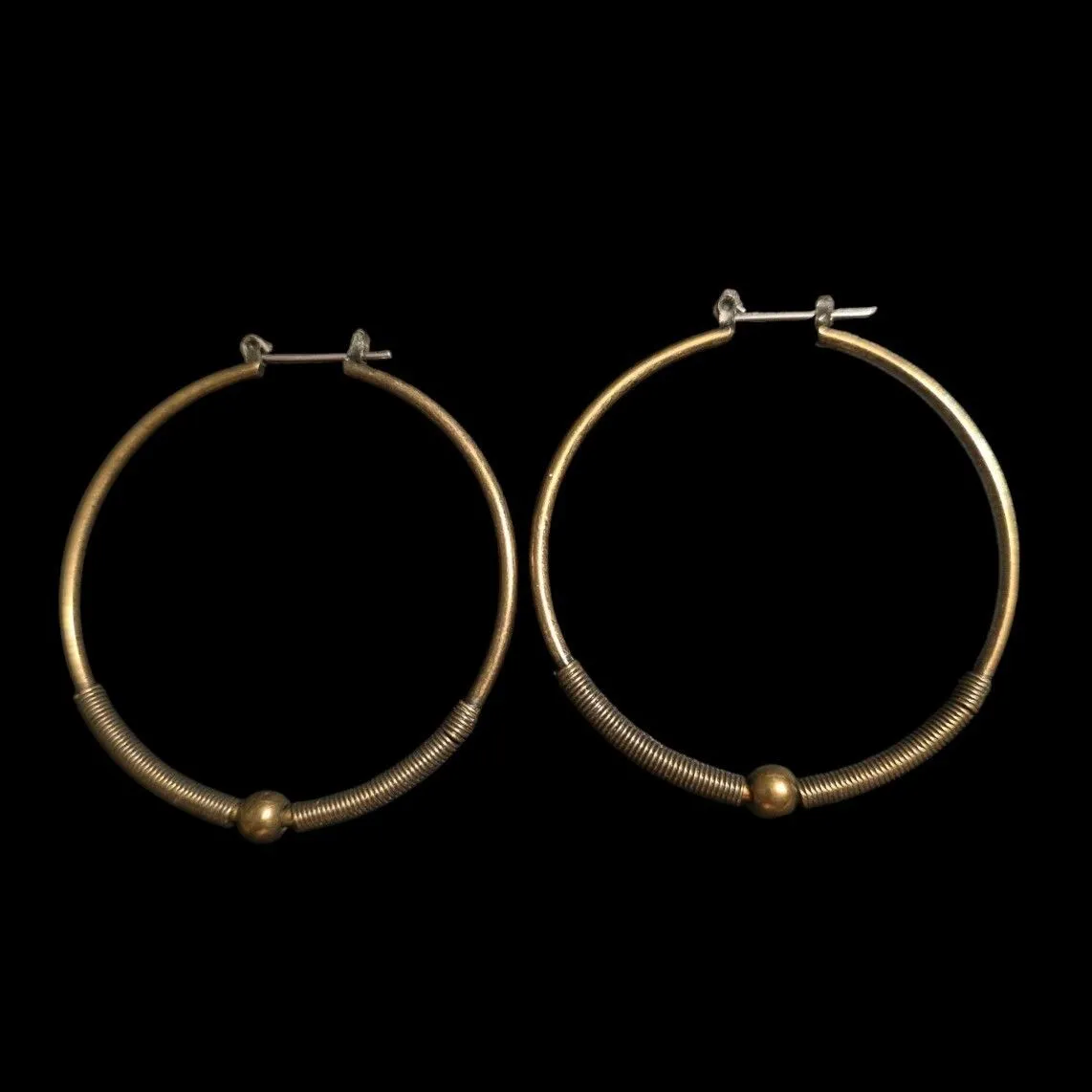 Product image for 028 Vintage 90s 2 1/4" Bronze tone Hoop Earrings
