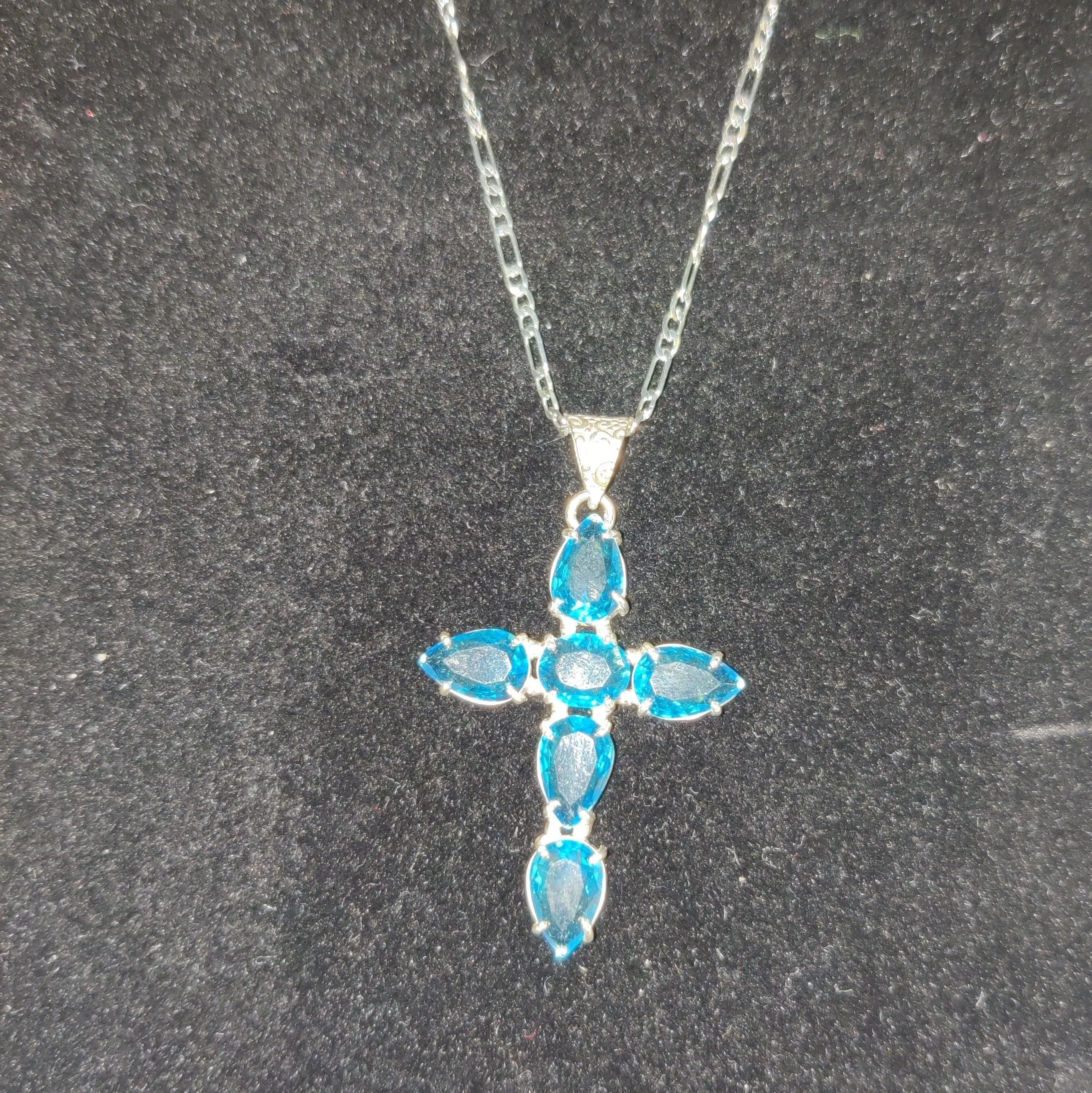 Product image for Blue topaz cross pendant