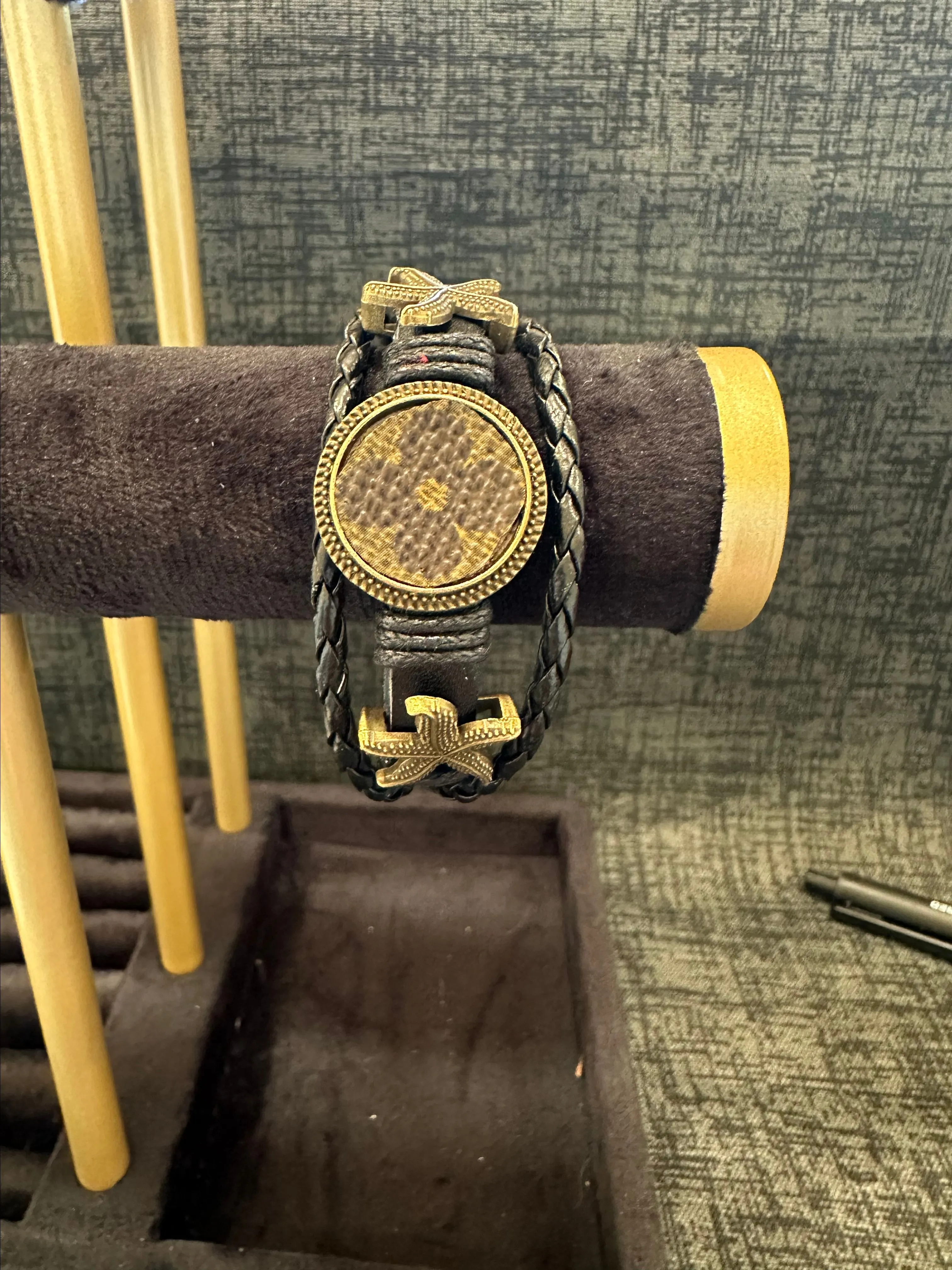 Product image for 0. Bracelet with upcycled Louis Vuitton inlay on charm