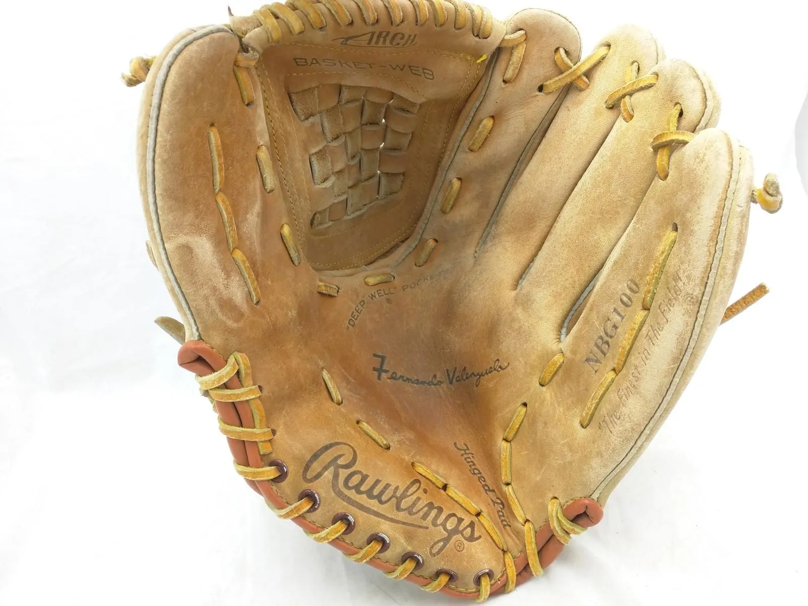 Product image for NBG100 Fernando Valenzuela Rawlings Endorsed Vintage Baseball Glove Mitt Leather RHT
