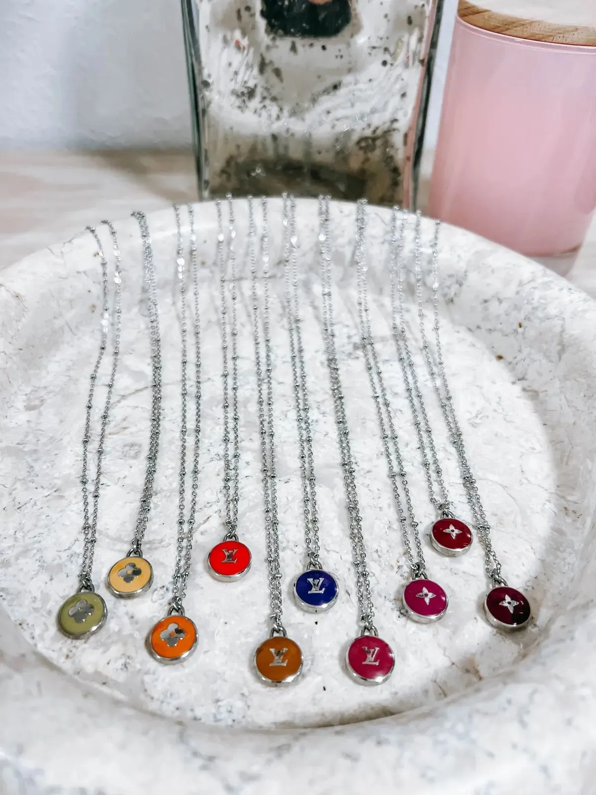 Product image for Upcycled lv charm necklaces silver
