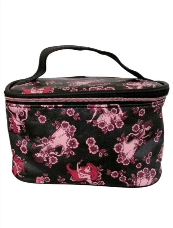 Product image for Disney Loungefly Princess Floral Cosmetic Train Travel Case Rose Gold Makeup NWT