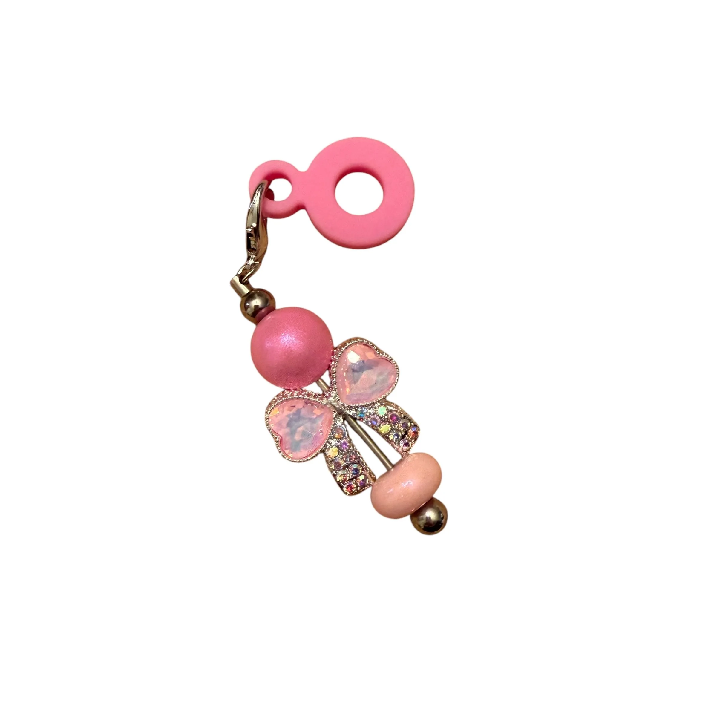 Product image for BIN: Pink Rhinestone Bow Straw Charm