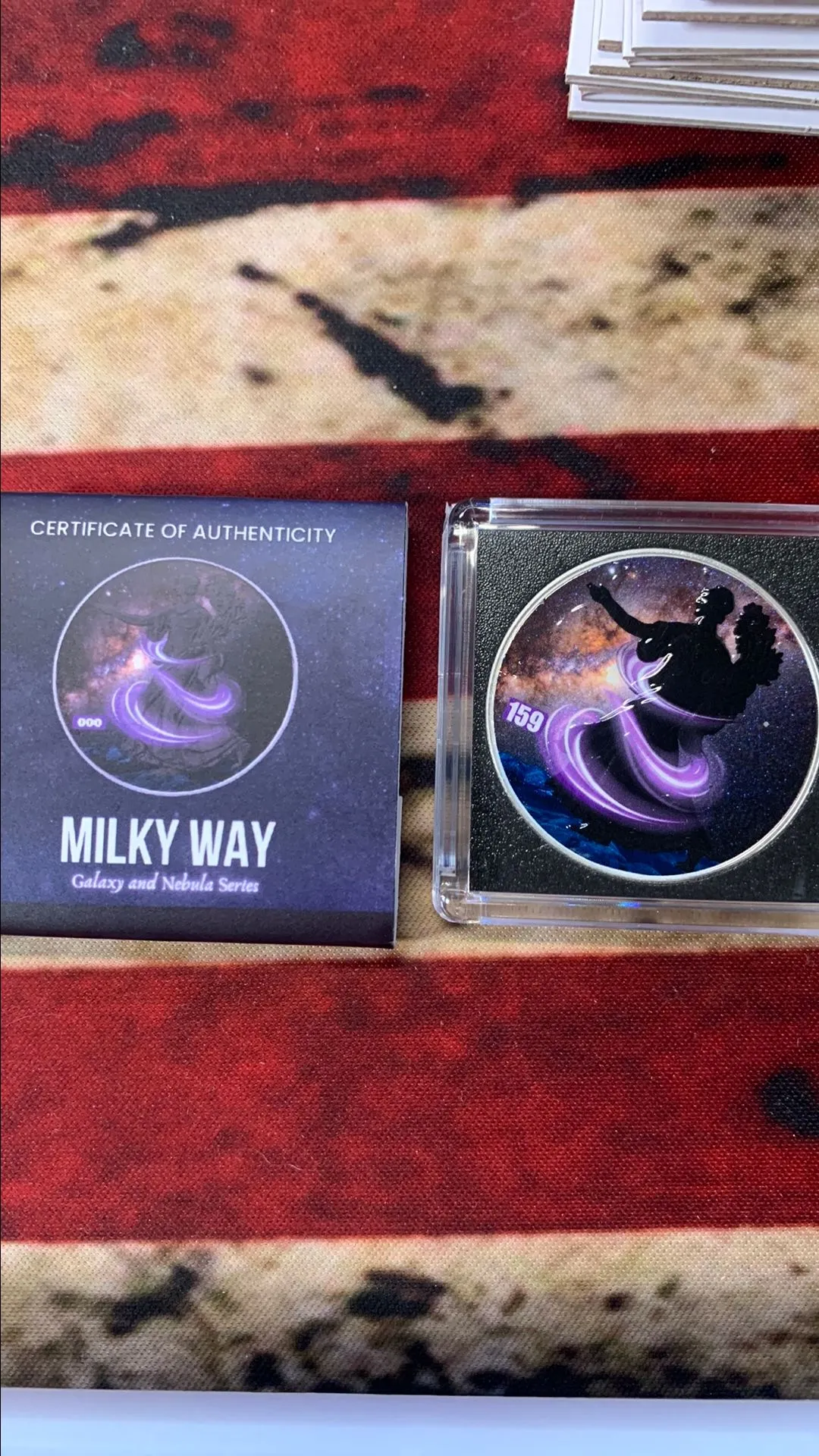 Product image for 499 MINTED MILKYWAY GALAXY AND NEBULA SERIES Silver Eagle 1 Oz Silver Coin 1$ USA 2024 TYPE ii ASE COLORIZED