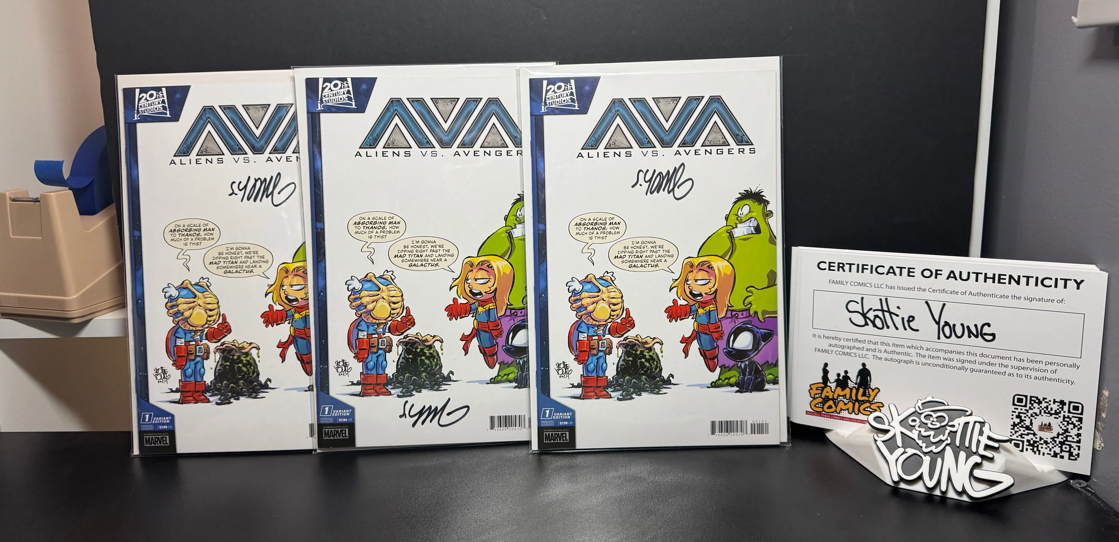 Product image for Aliens vs Avengers 1, signed by Skottie Young