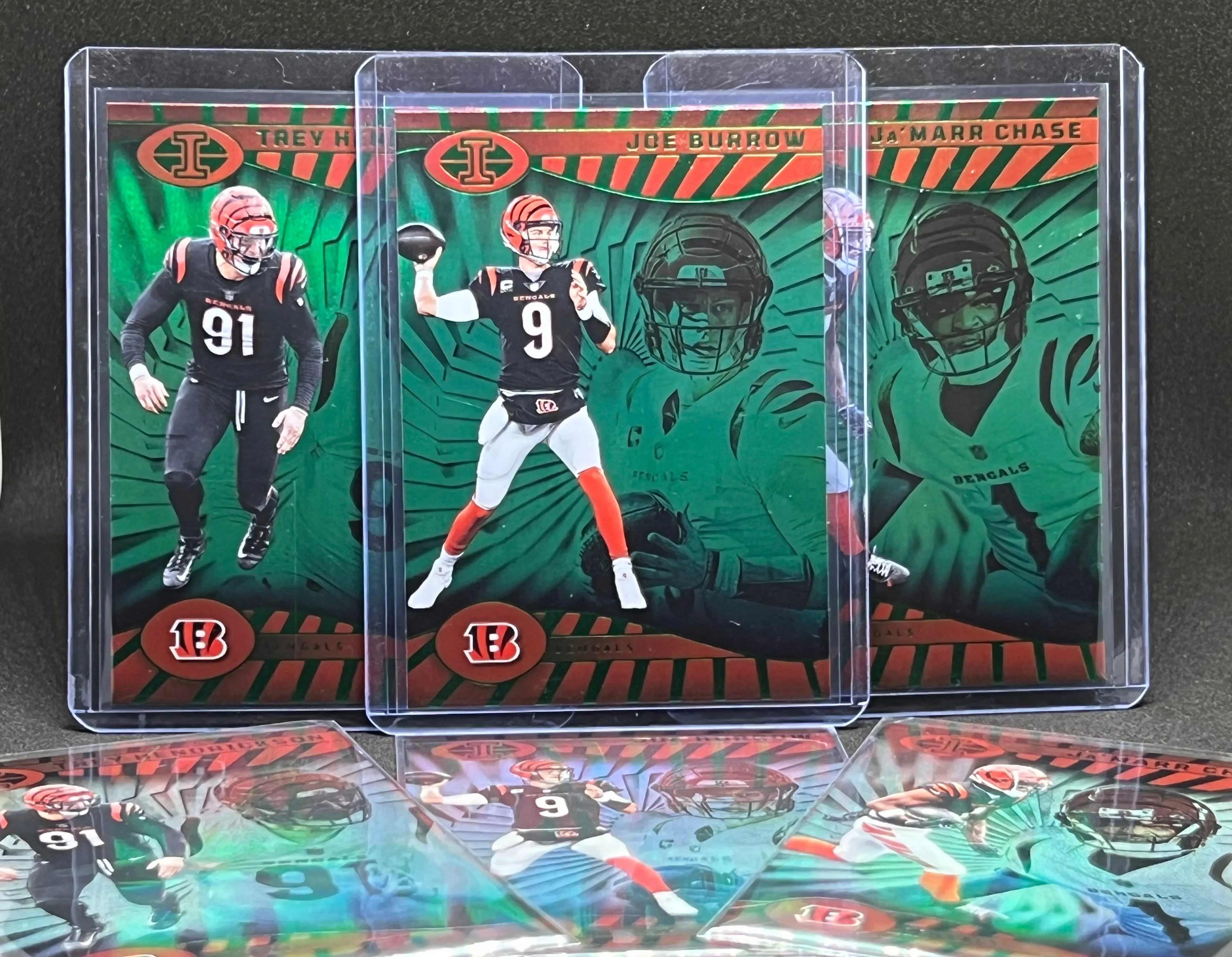 Product image for Bengals Lot!!  Burrows, Chase, Hendrickson - Emerald & Base - 2024 Panini Illusions