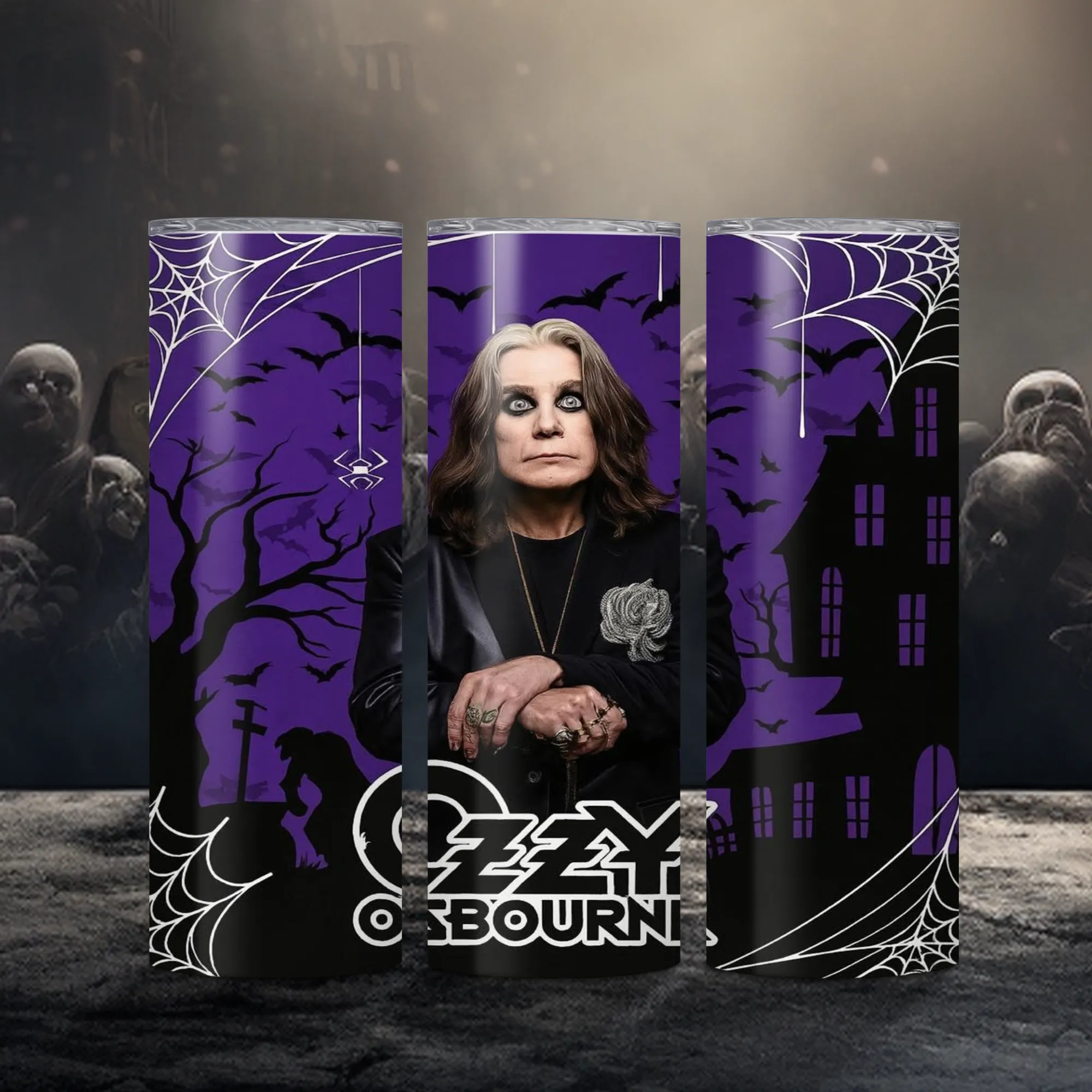 Product image for Ozzy Osbourne 20oz stainless steel reusable tumbler with lid and straw