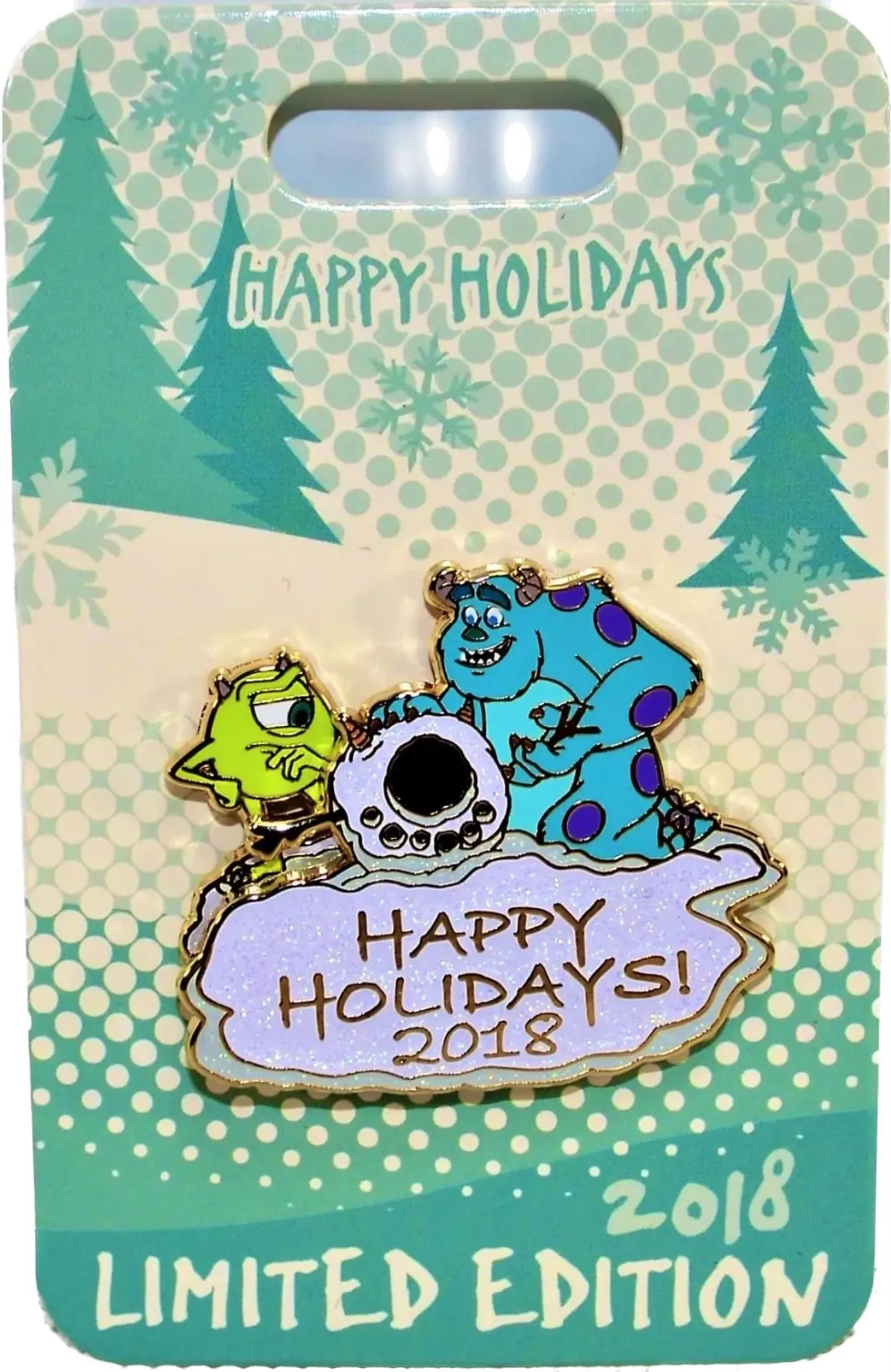 Product image for Disney Pin - 2018 Happy Holidays Mike Wazowski & Sulley - LE 3500