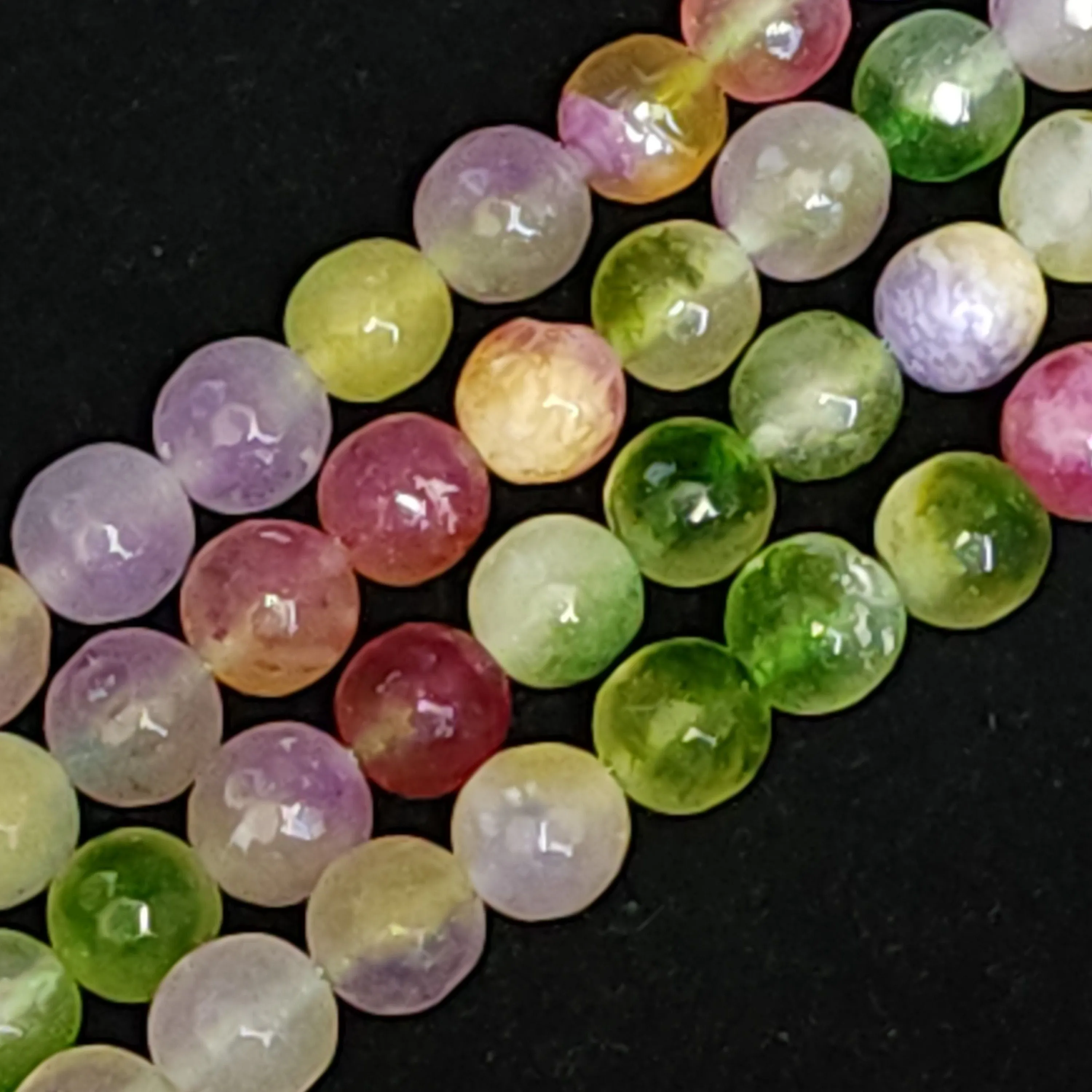 Product image for #14L: Festive Burst Faceted Jade (Dyed/Heated) Round Beads, 10mm