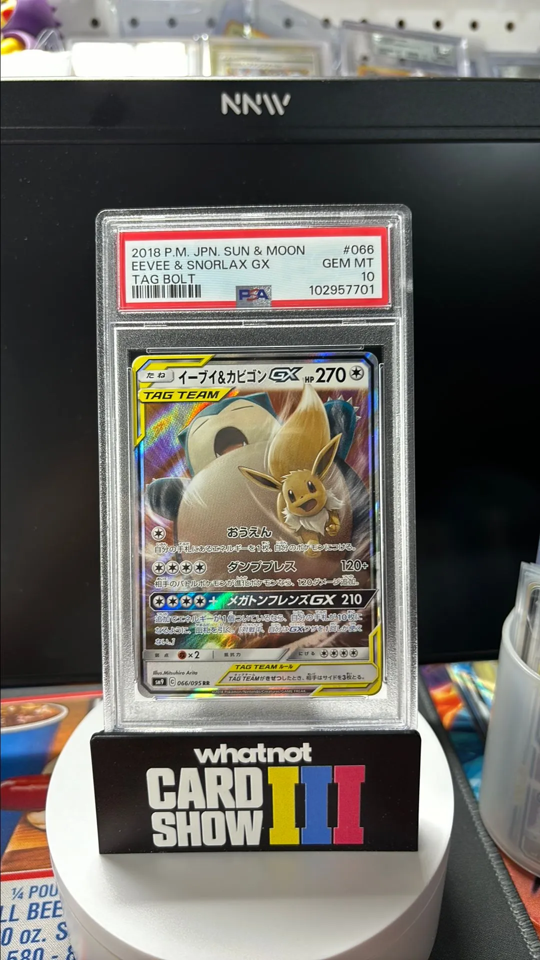 Product image for PSA 10 Pokémon Eevee & Snorlax Tag Team GX Japanese (a81