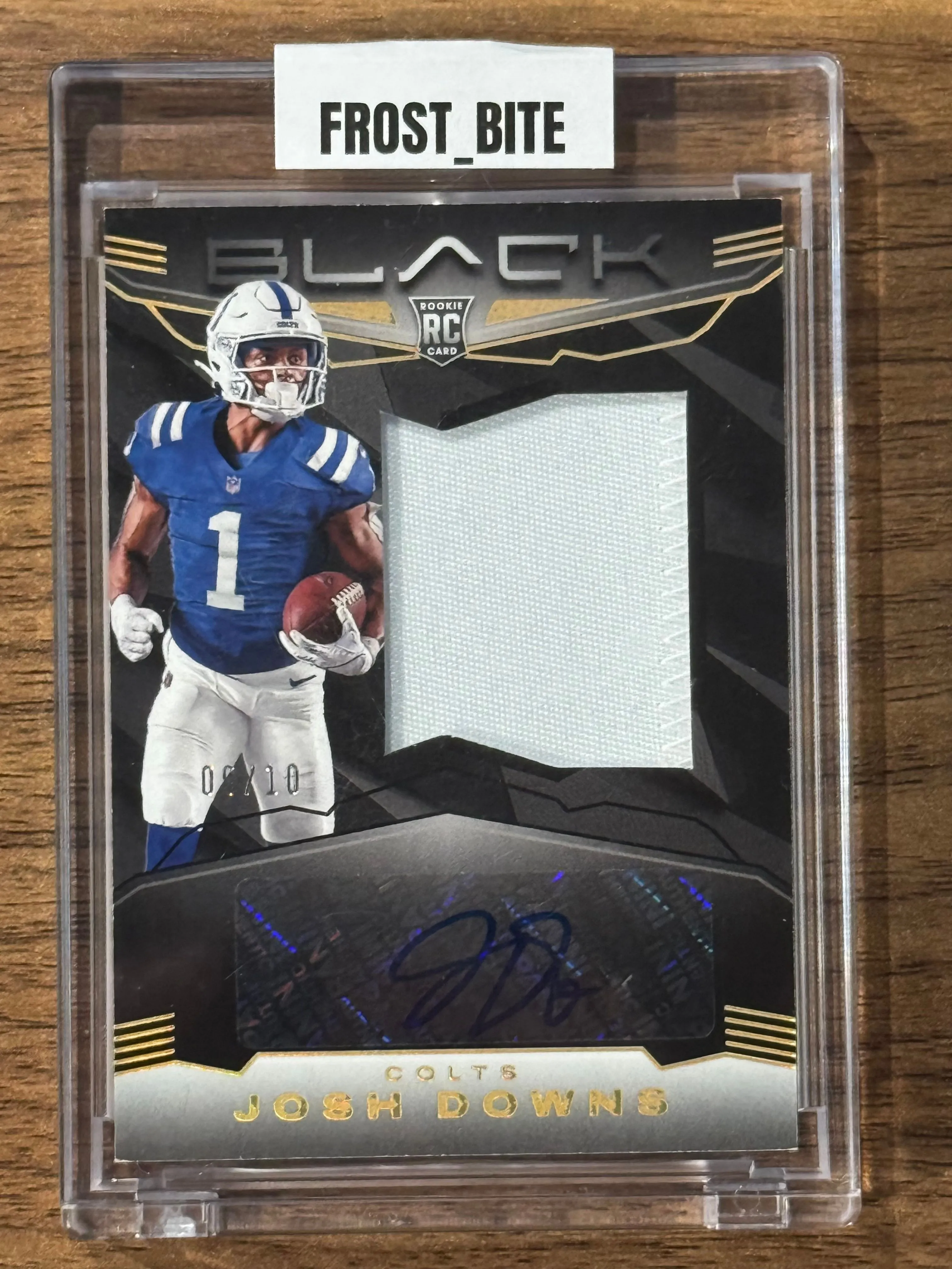 Product image for Josh Downs Rookie Patch Autograph 9/10 - 2023 Panini Black