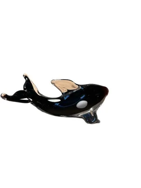 Product image for Murano  style glass  Paperweight "Orca" Used, no chips or cracks.														