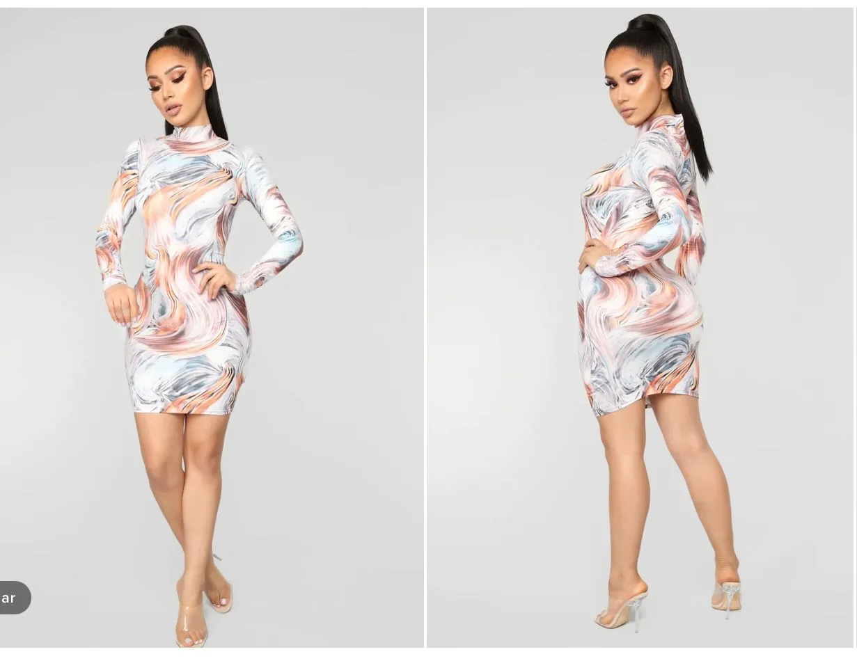 Product image for FASHION NOVA Stormy Weather Multicolor Mini Dress Sz L