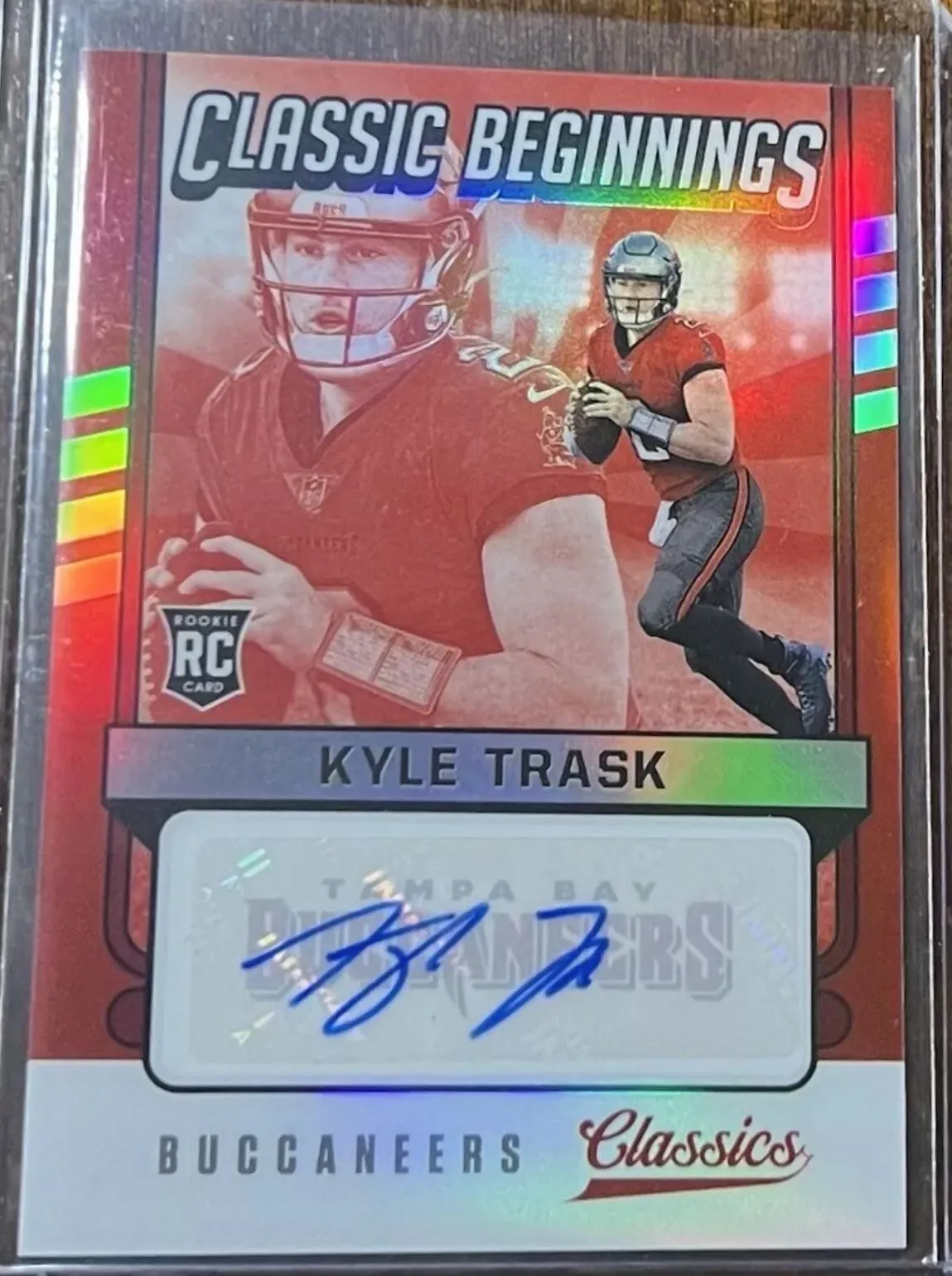 Product image for 2021 Panini Classics Kyle Trask Classic Beginnings Signatures Red 07/10 Rookie Autograph Buccaneers