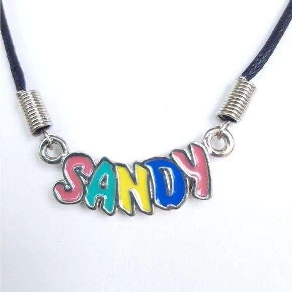 Product image for 𝅺Name Necklace Sandy 2001 Vintage Retro Black Cord