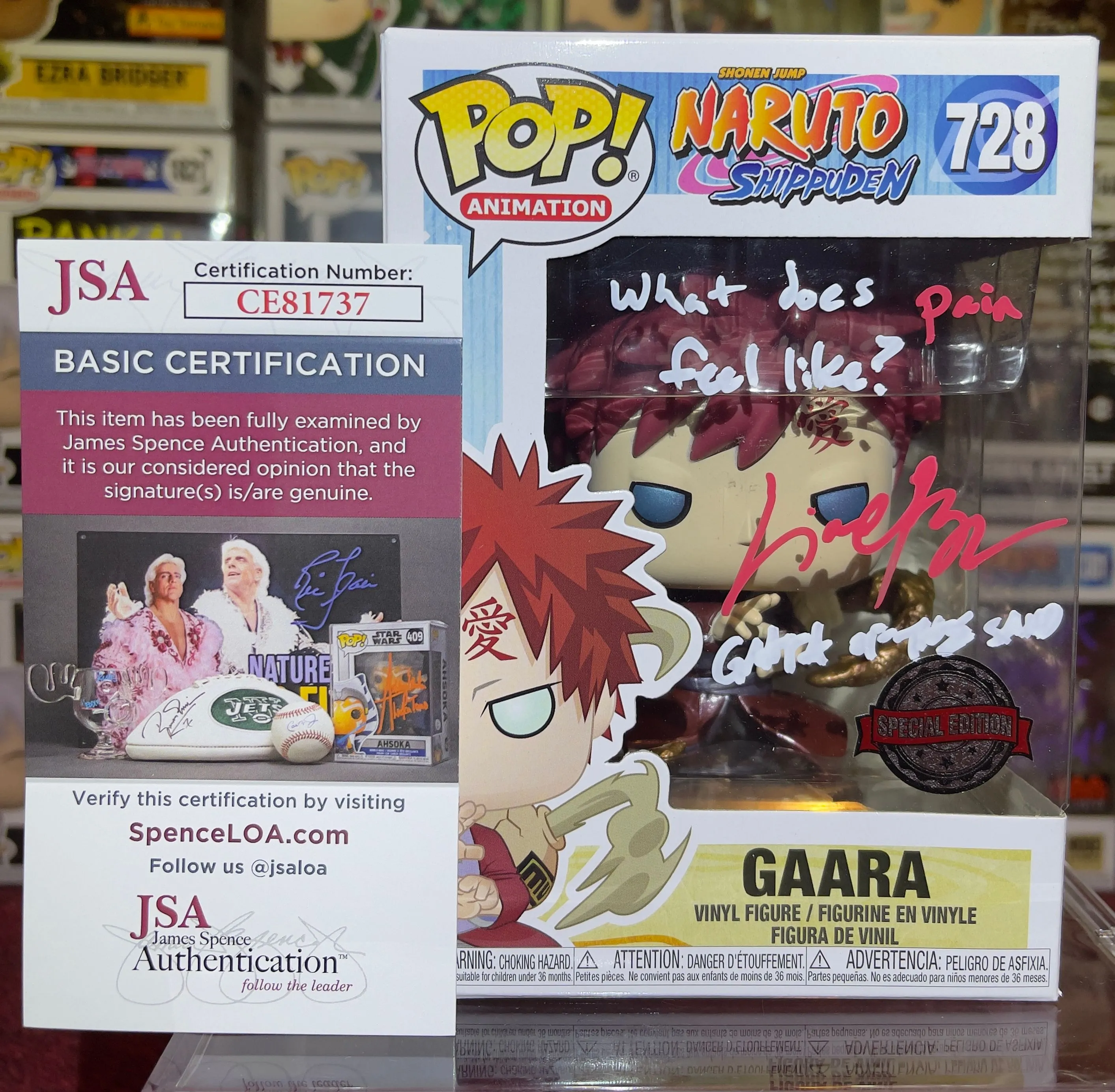 Product image for Naruto Shippuden Anime Gaara #728 Signed By Liam O' Brien Funko Pop JSA COA "Pain"