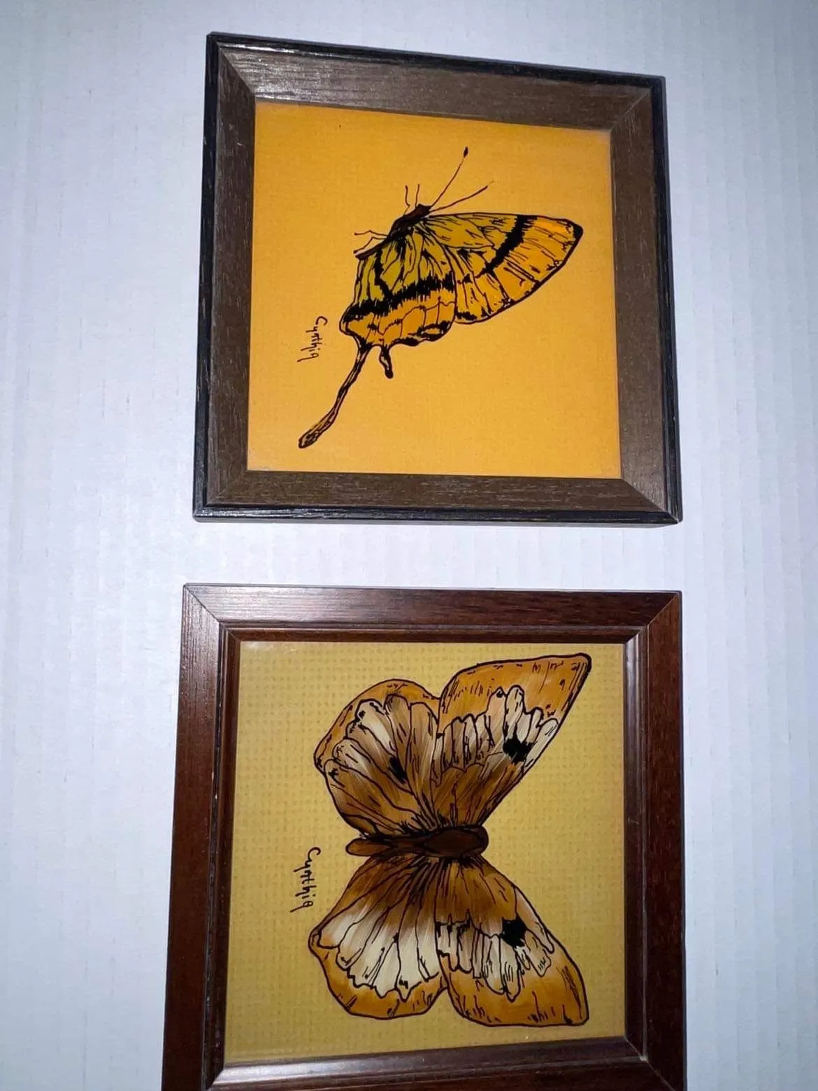 Product image for Butterfly Wood and Glass Ink Art