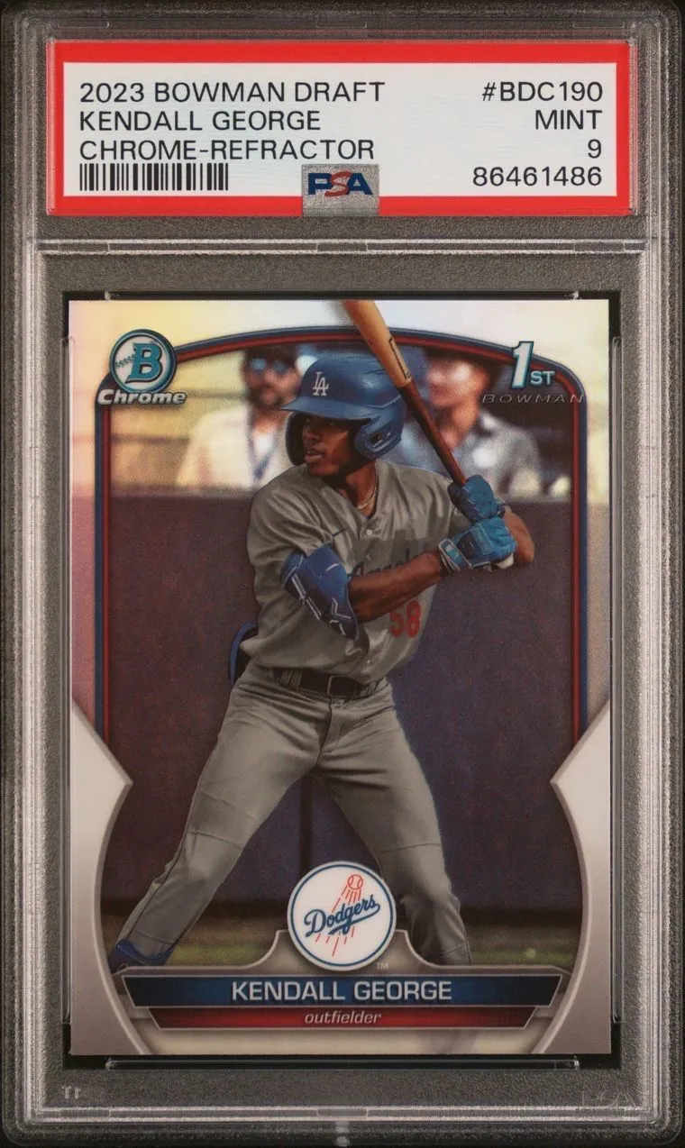 Product image for 2023 Bowman Draft Kendall George BDC190 Chrome-Refractor PSA MINT 9