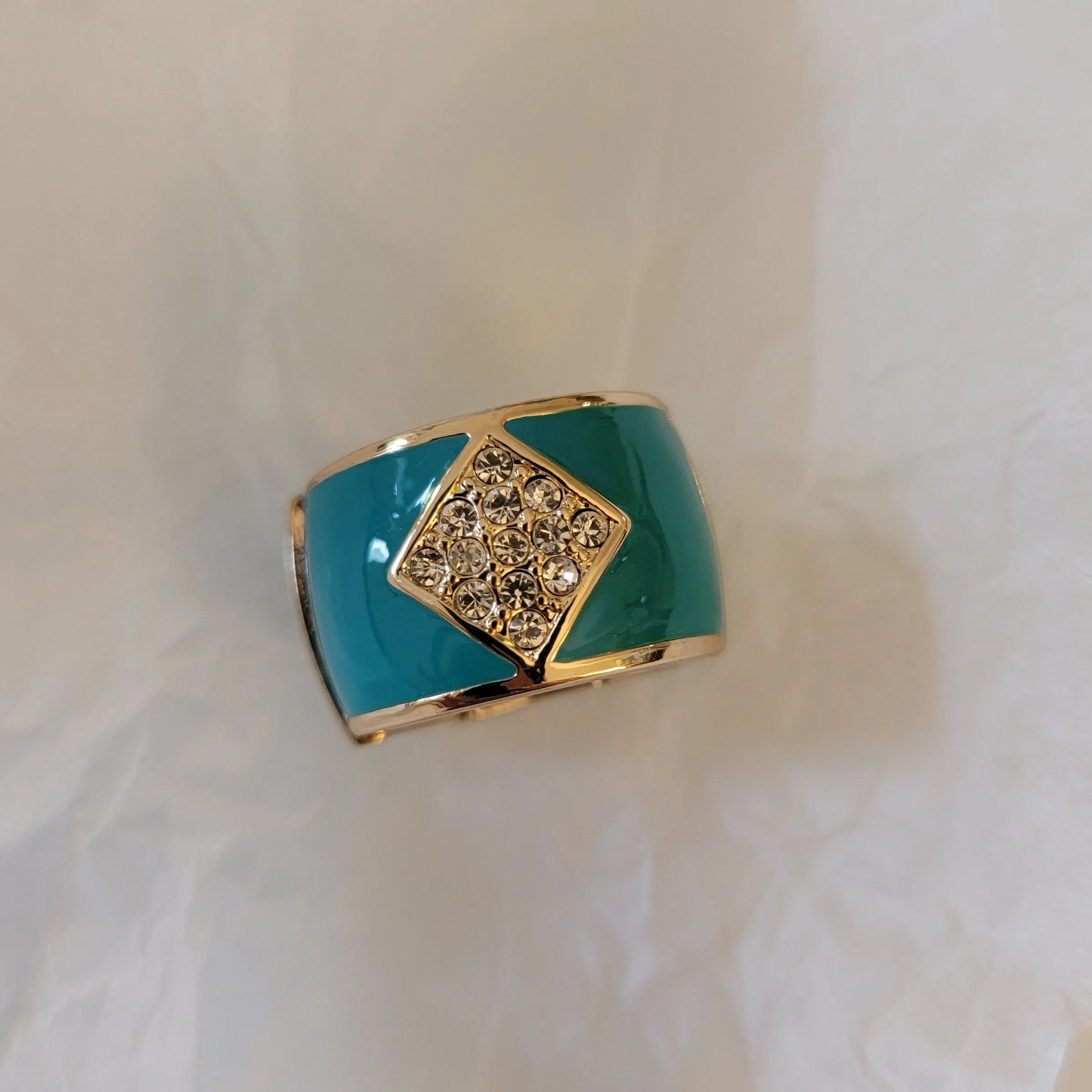 Product image for NEW Teal and Gold Stone Stretch Ring